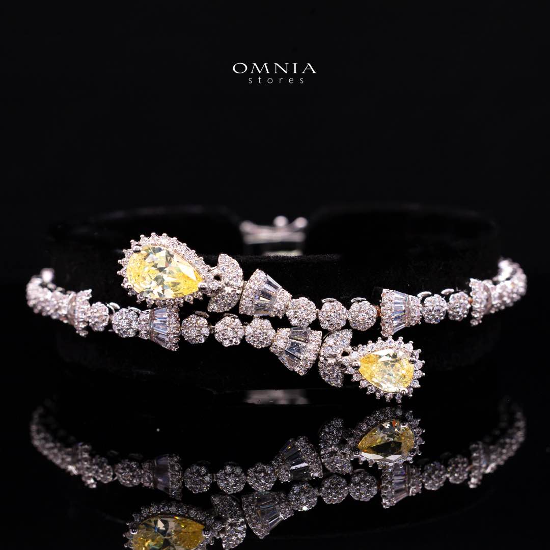 Omnia Ethereal Yellow Luxury Bridal Full Set in High Quality Rhodium Plated Zircon Stones - OMNIASTORES KSA