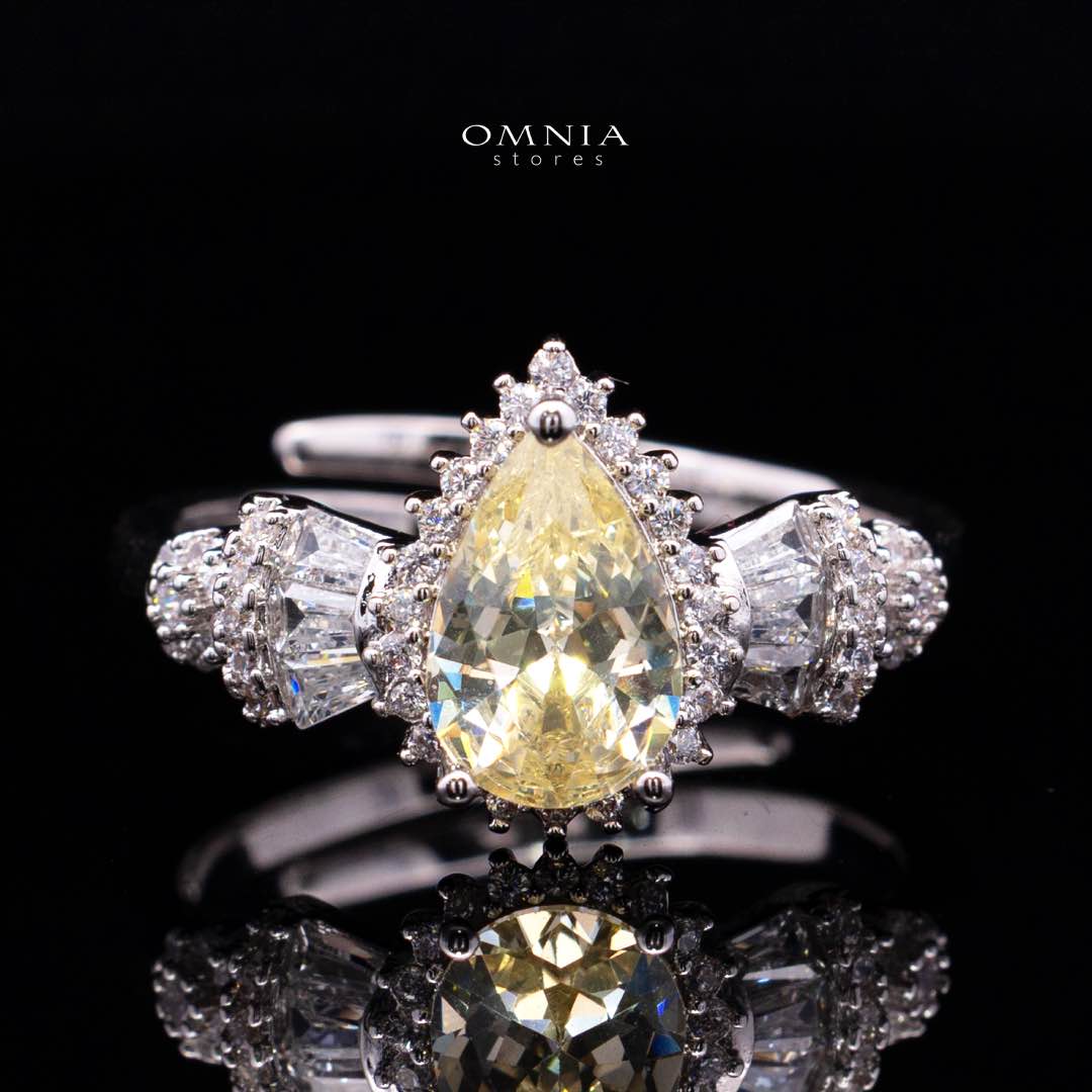 Omnia Ethereal Yellow Luxury Bridal Full Set in High Quality Rhodium Plated Zircon Stones - OMNIASTORES KSA