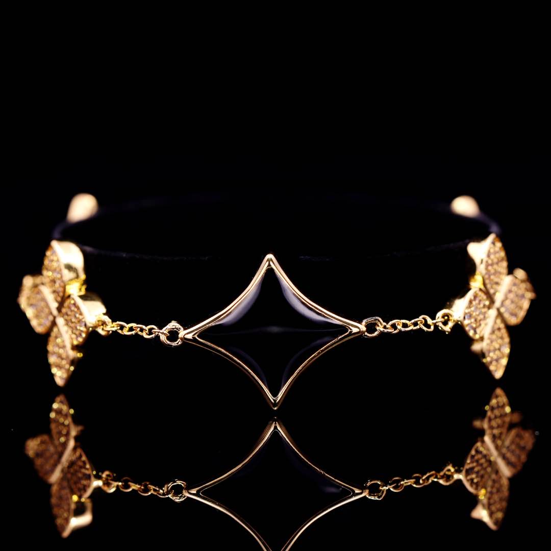 Omnia Golden Clove Black Choker Full Set with High-Quality Simulated Diamonds Gold Plated - OMNIASTORES KSA