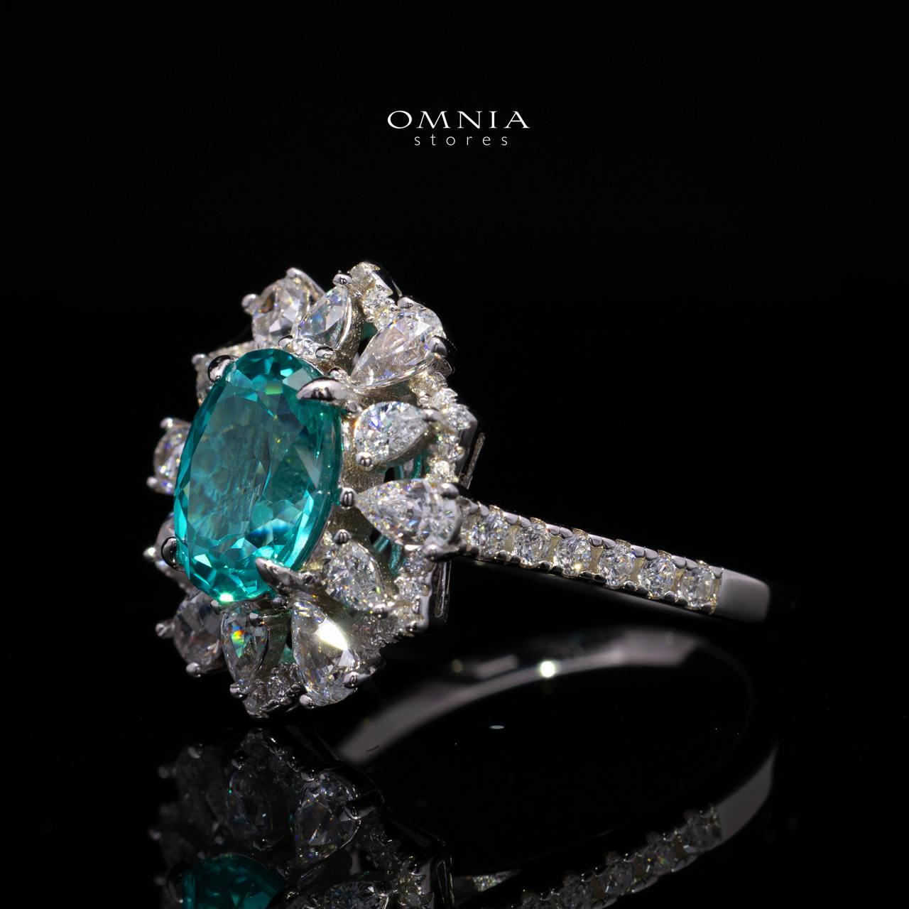 Rachel Lab-Grown Paraiba Ring with GRC Certificate, Oval 6x8mm in 925 Sterling Silver