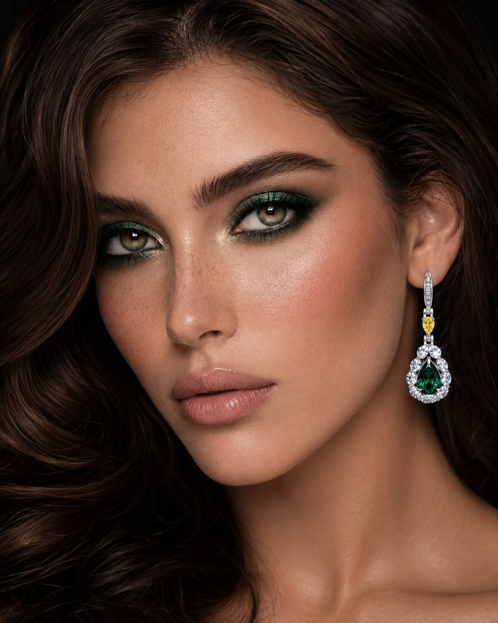 Omnia Amarah Green & Yellow Stone Drop Earrings in 925 Silver with High Quality Simulated Diamonds - OMNIASTORES KSA