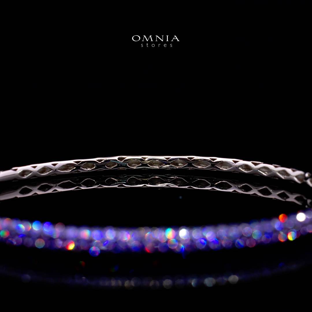 Omnia Zenah Purple Bangle With High Quality Simulated Diamonds in 925 Silver - OMNIASTORES KSA