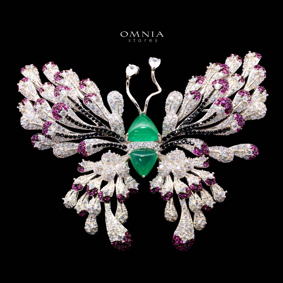 Omnia Omara Butterfly Brooch in 92.5 Pure Silver Tarnish Resistant Plating - OMNIASTORES KSA