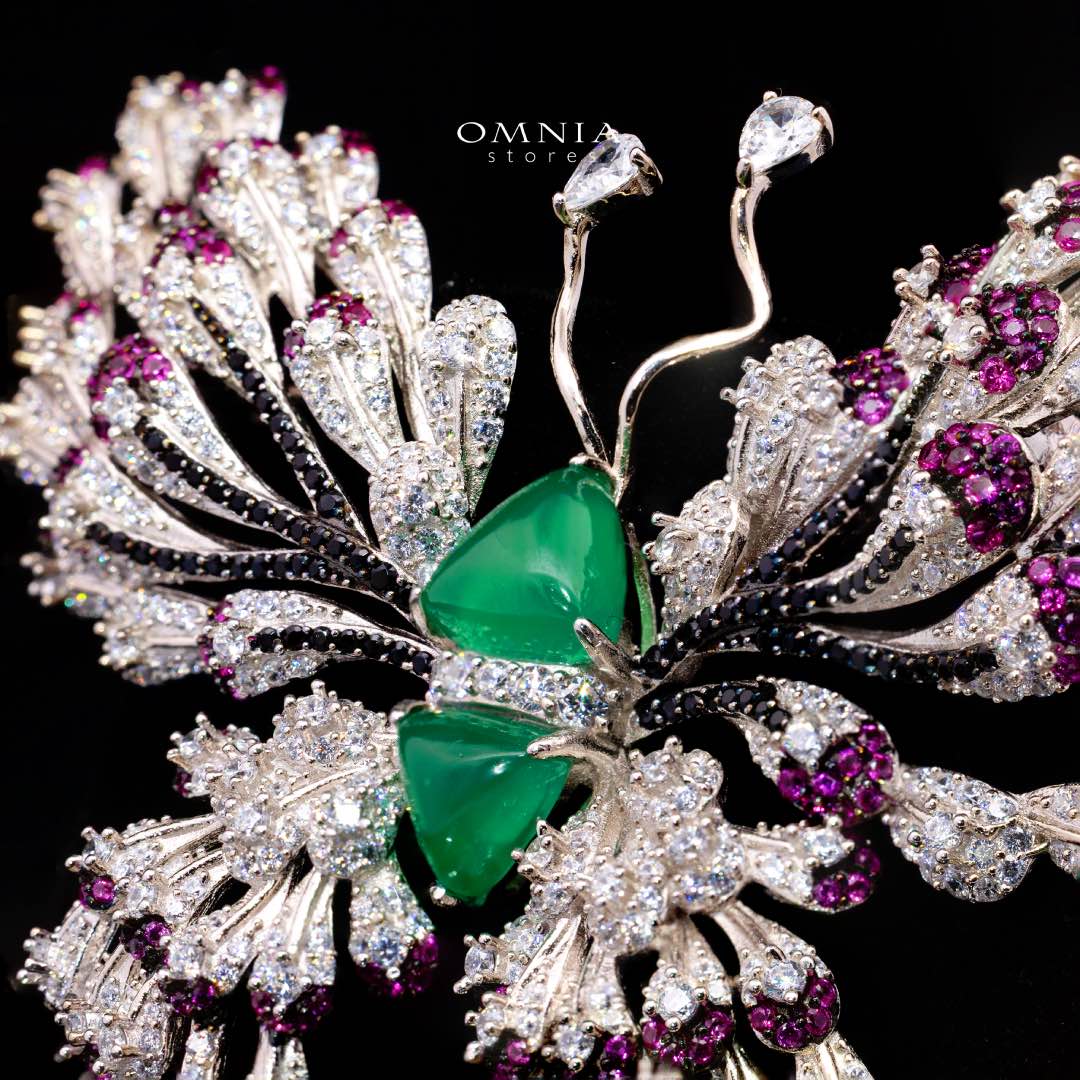 Omnia Omara Butterfly Brooch in 92.5 Pure Silver Tarnish Resistant Plating - OMNIASTORES KSA