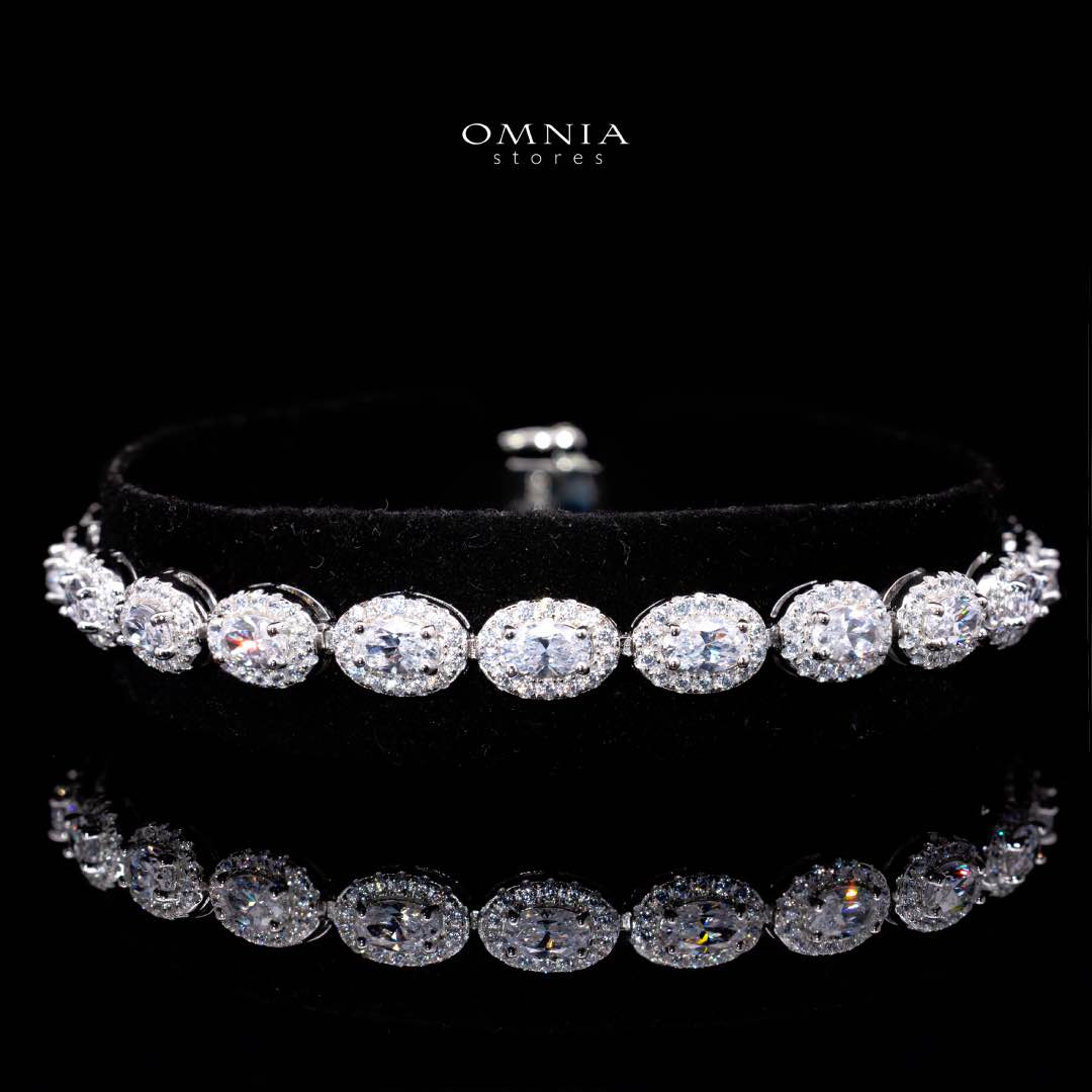 Omnia Syra White Silver Bracelet in 925 Silver High Quality Simulated Diamonds - OMNIASTORES KSA