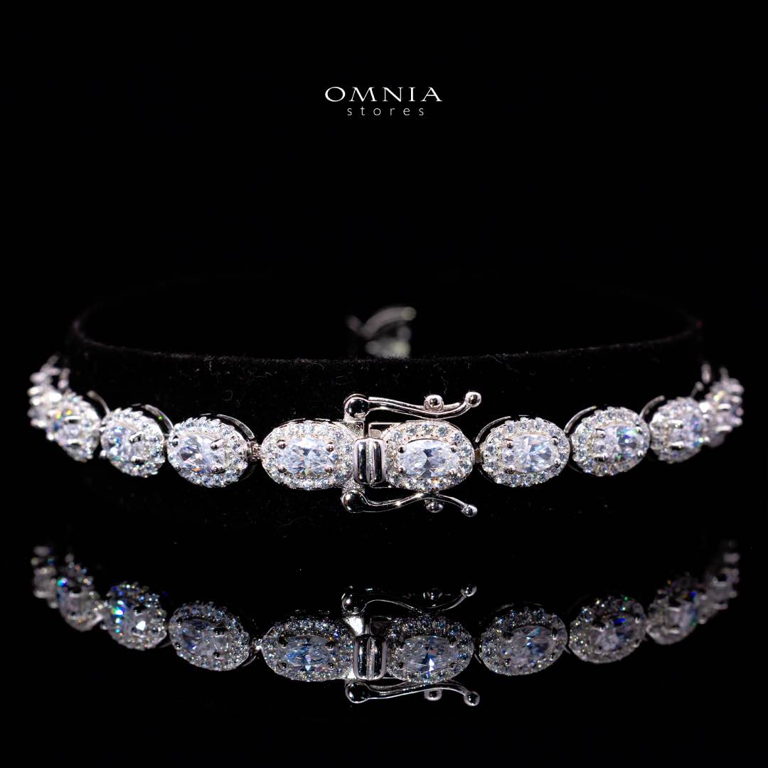 Omnia Syra White Silver Bracelet in 925 Silver High Quality Simulated Diamonds - OMNIASTORES KSA