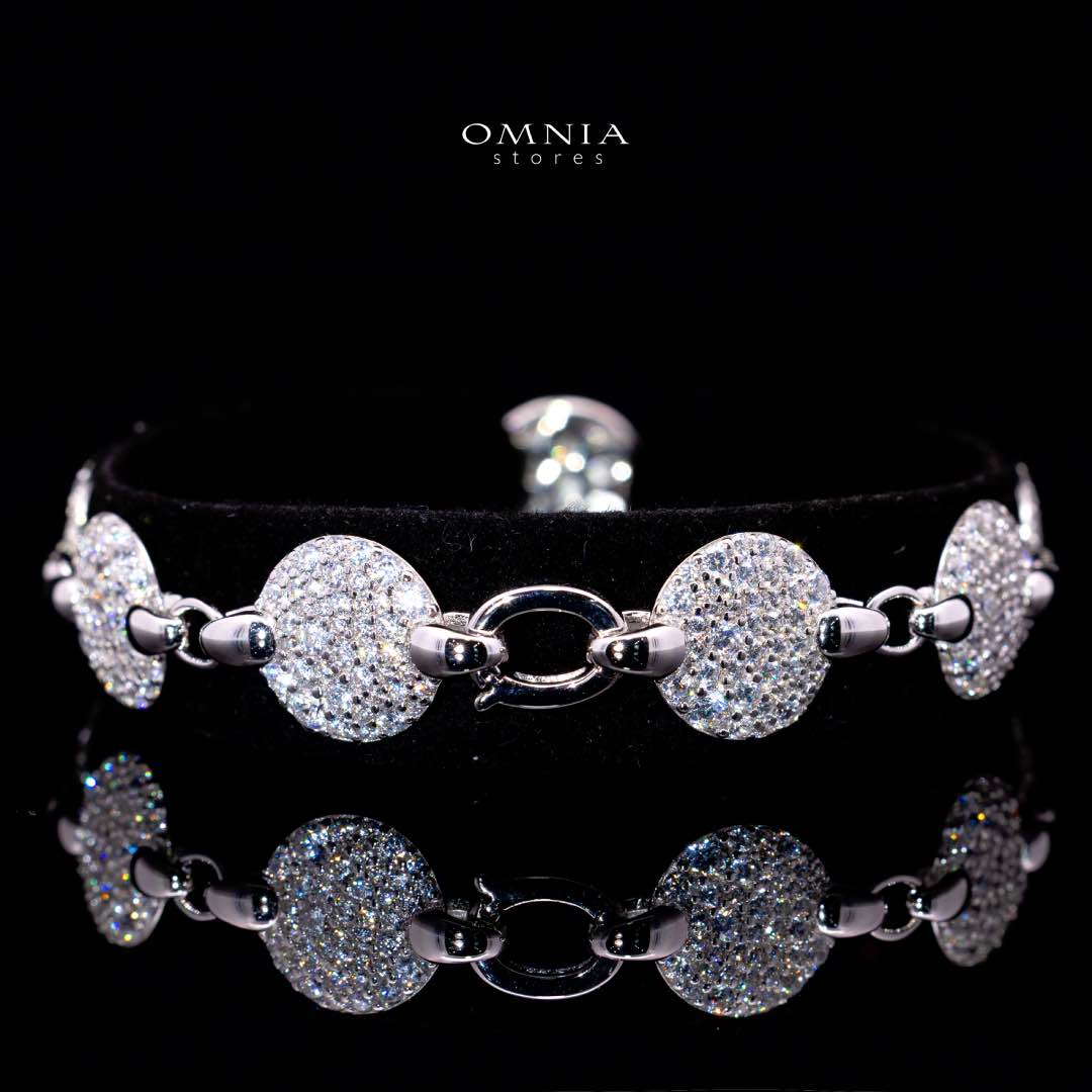Omnia Reham White Silver Bracelet in 925 Silver High Quality Simulated Diamonds - OMNIASTORES KSA