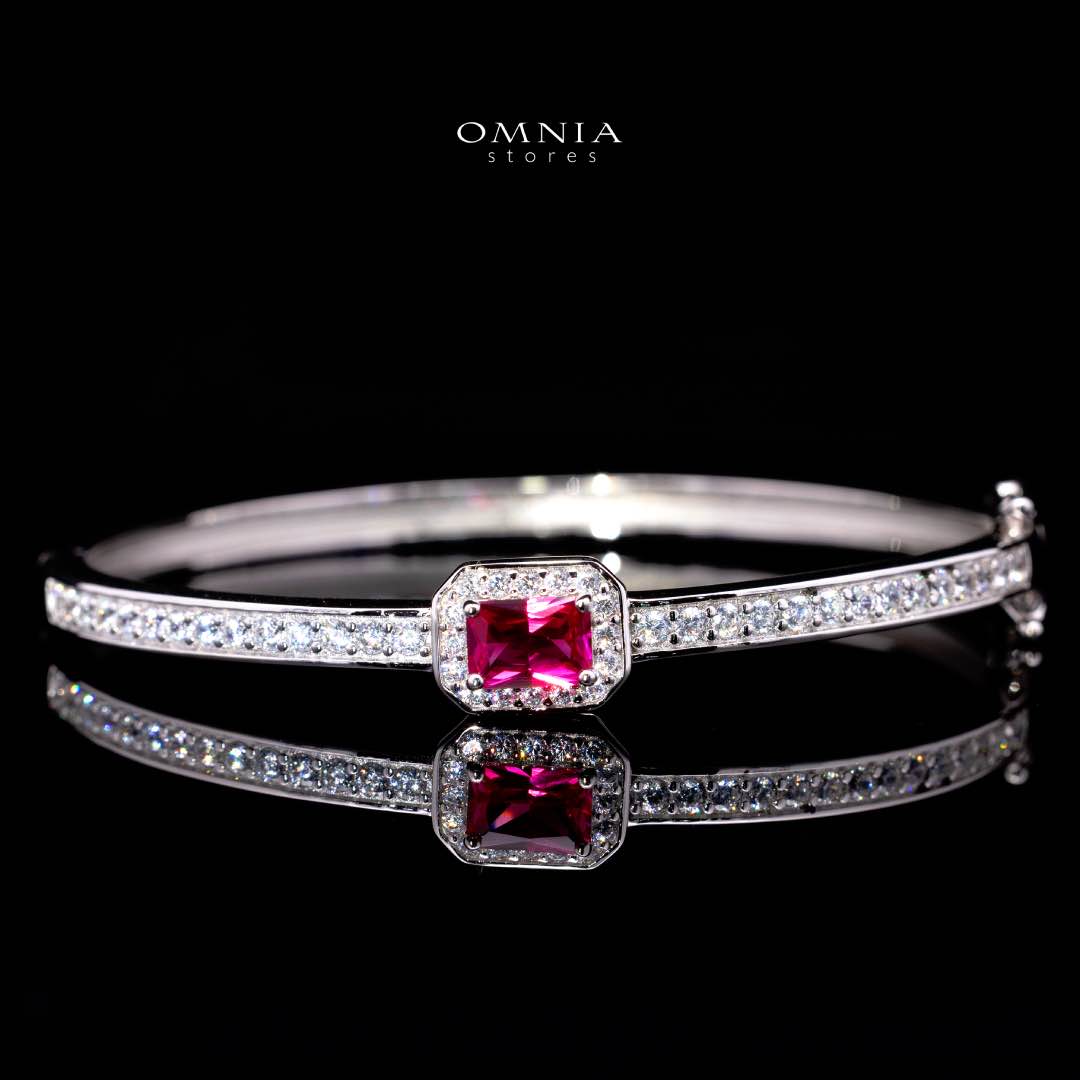 Omnia Ayrah Red Bangle in 925 Silver High Quality Simulated Diamonds - OMNIASTORES KSA