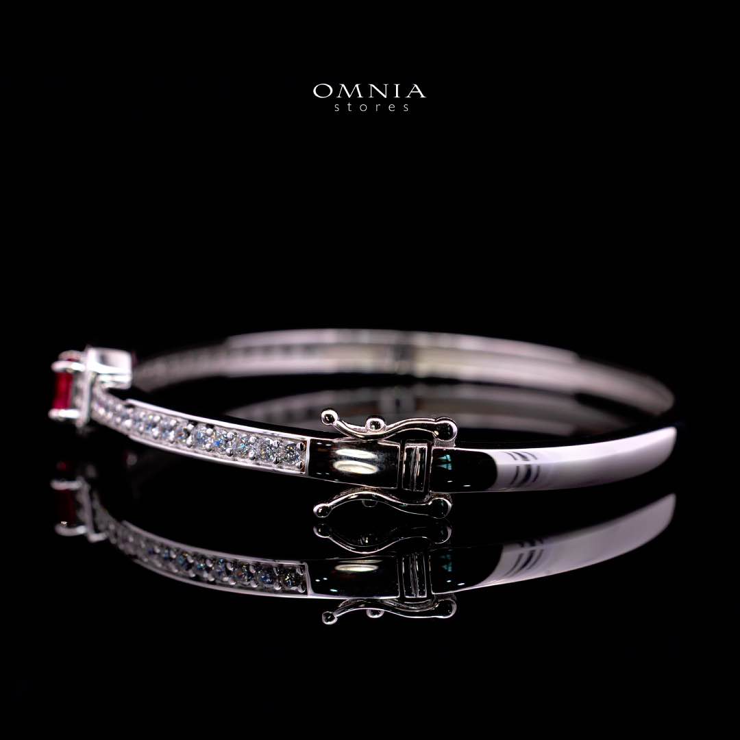 Omnia Ayrah Red Bangle in 925 Silver High Quality Simulated Diamonds - OMNIASTORES KSA
