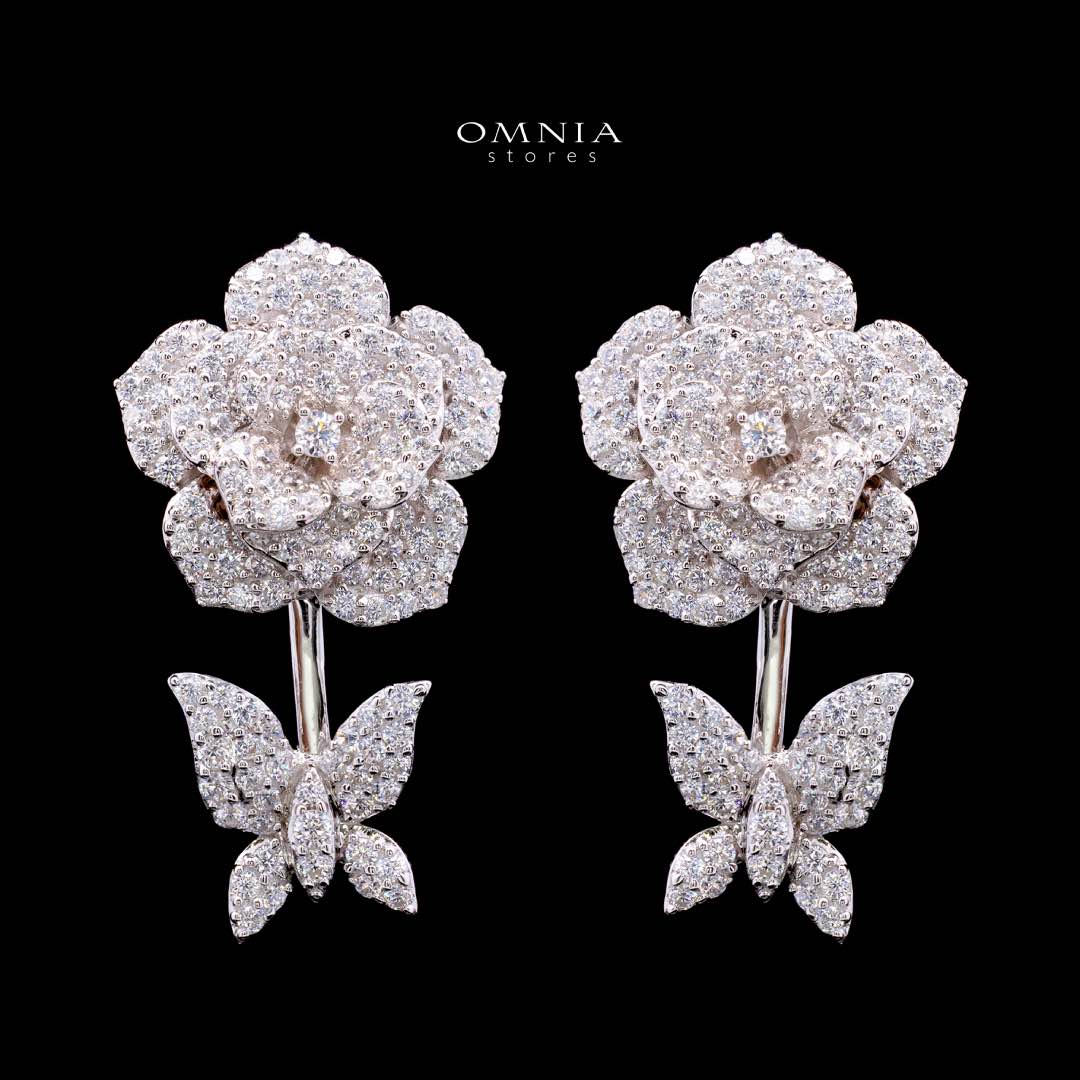 Omnia Olla White Earrings In 925 Silver In High Quality Simulated diamonds