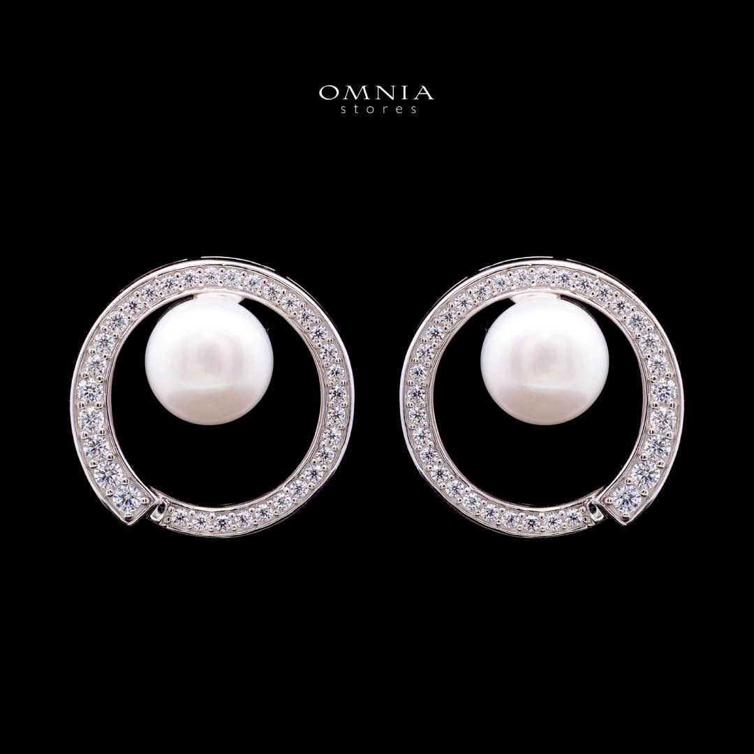Omnia Afra Fresh Real Water Pearl Earrings 925 Silver High Quality Simulated Diamonds - OMNIASTORES KSA
