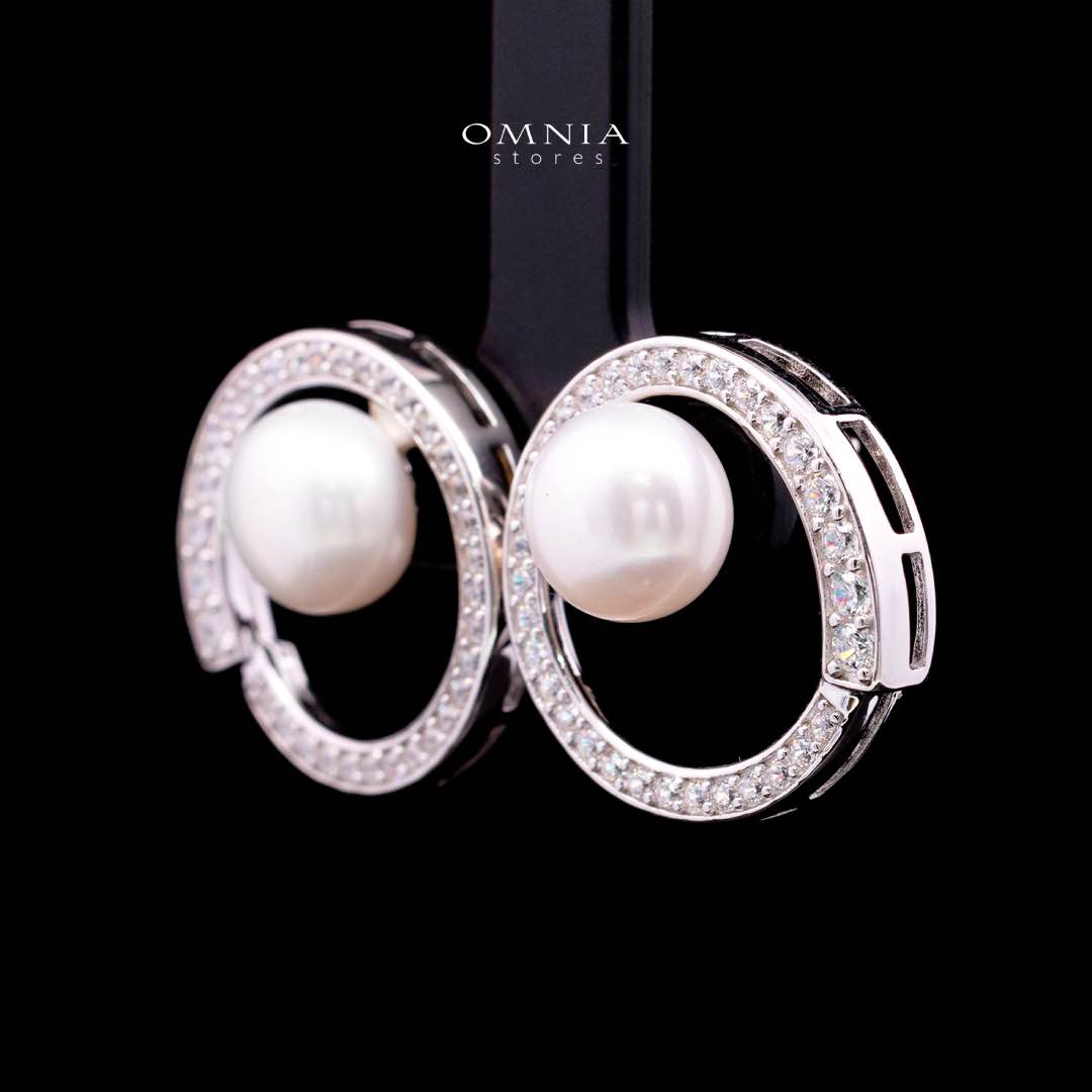 Omnia Afra Fresh Real Water Pearl Earrings 925 Silver High Quality Simulated Diamonds - OMNIASTORES KSA