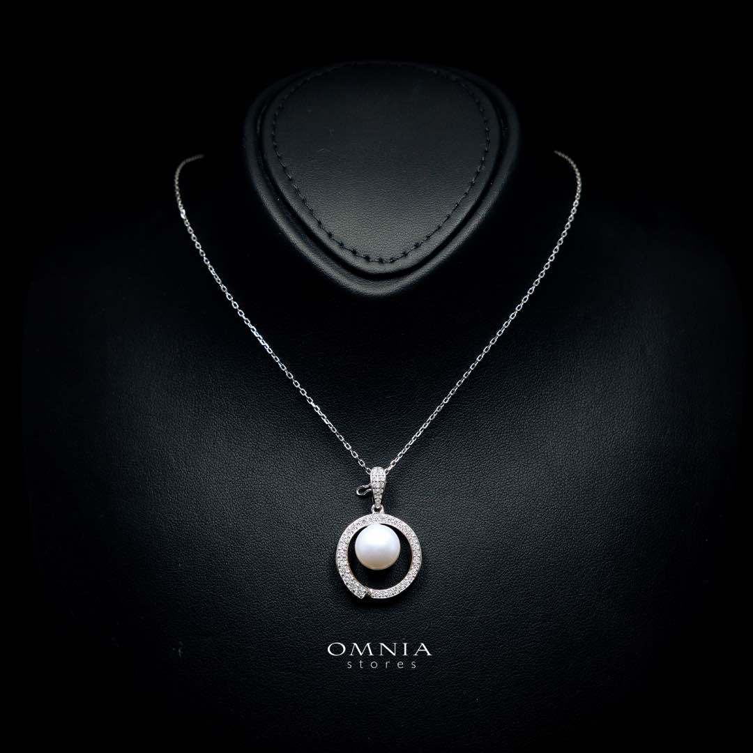Omnia Afra Fresh Real Water Pearl Pendant Necklace 925 Silver High Quality Simulated diamonds - OMNIASTORES KSA