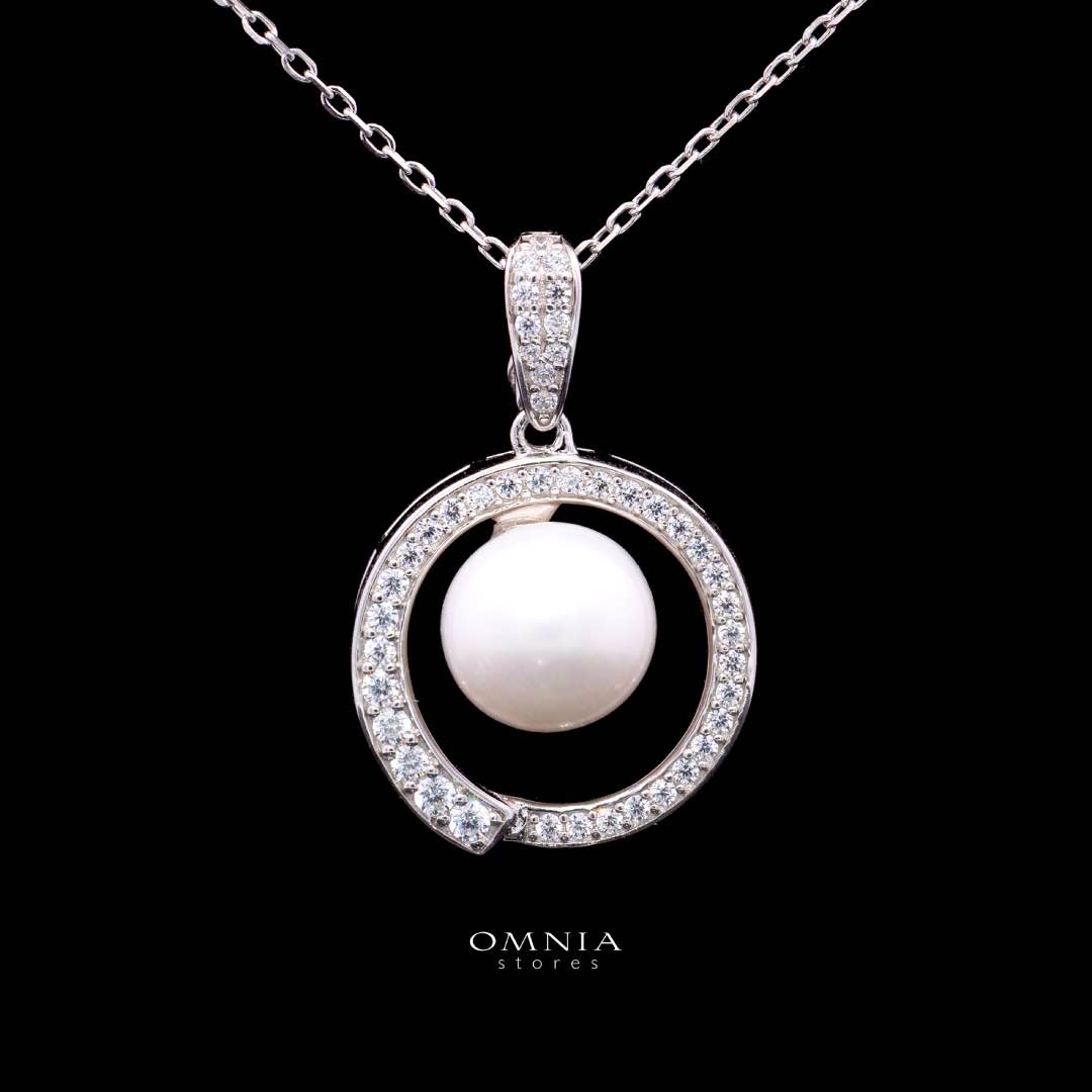 Omnia Afra Fresh Real Water Pearl Pendant Necklace 925 Silver High Quality Simulated diamonds - OMNIASTORES KSA