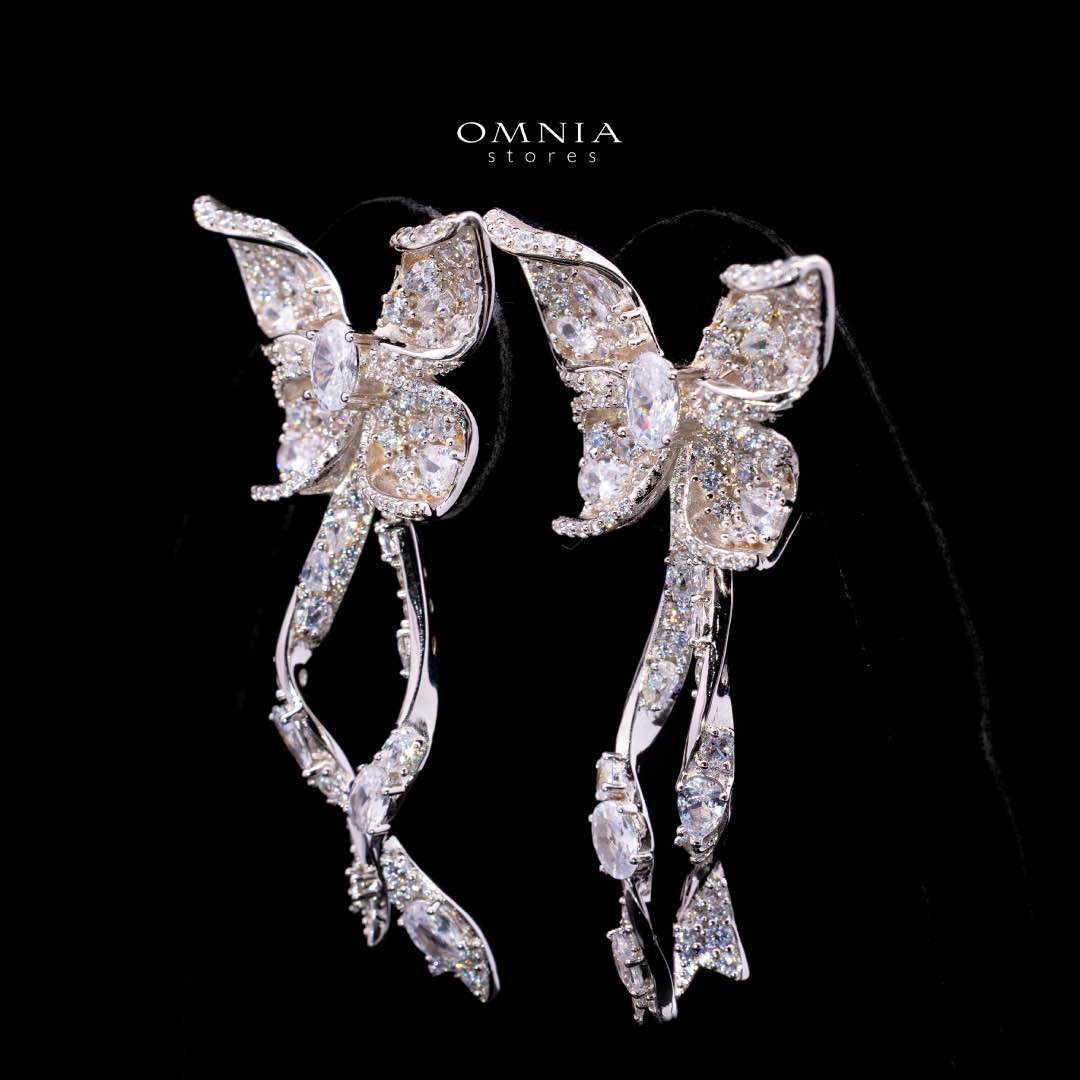 Omnia Zoey Butterfly Drop Earrings in 92.5 Silver with High Quality Simulated Diamonds - OMNIASTORES KSA