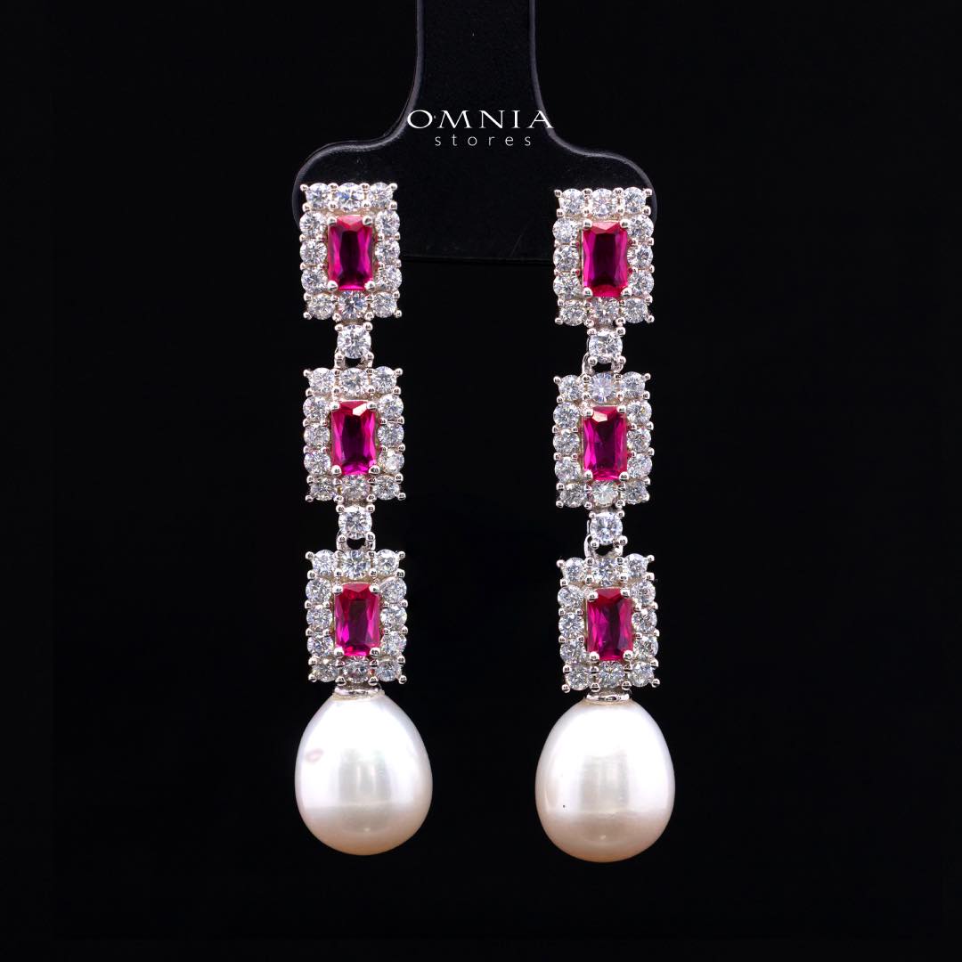 Omnia Arleth Multi-Color Real Pearl Set with Bow Accent and High-Quality Simulated Diamonds, Featuring a Double-Strand Design - OMNIASTORES KSA
