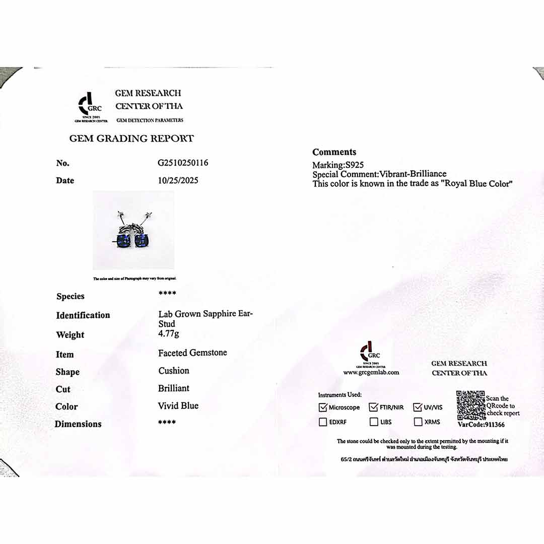 Omnia Khansa Silver Rose Design Drop Earrings in 925 Silver With High Quality GRC Certified Blue Sapphite Lab Grown Stones