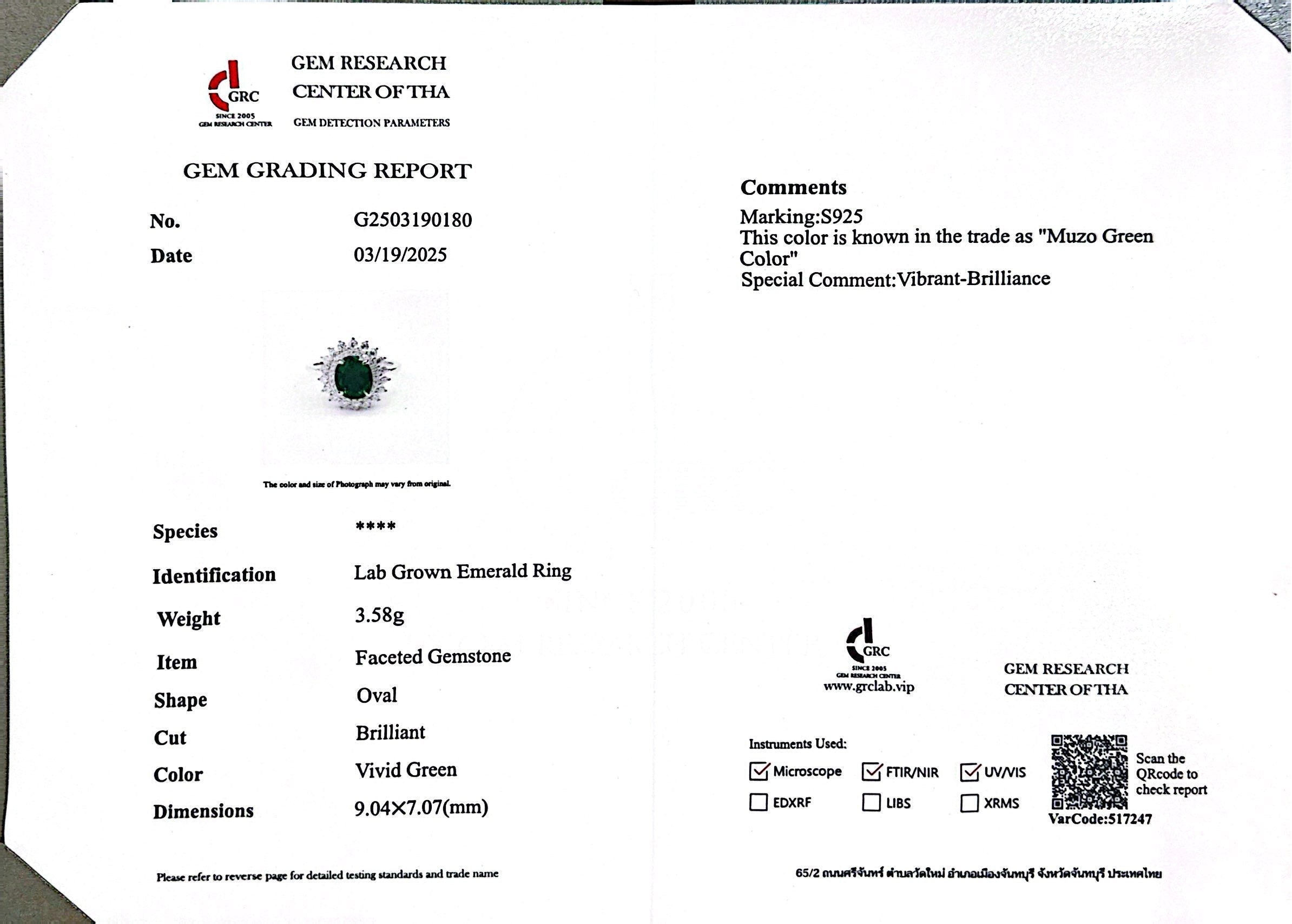 Omnia Hawra Green Ring 92.5 Silver Certified in High Quality Lab Grown Emerald Stone