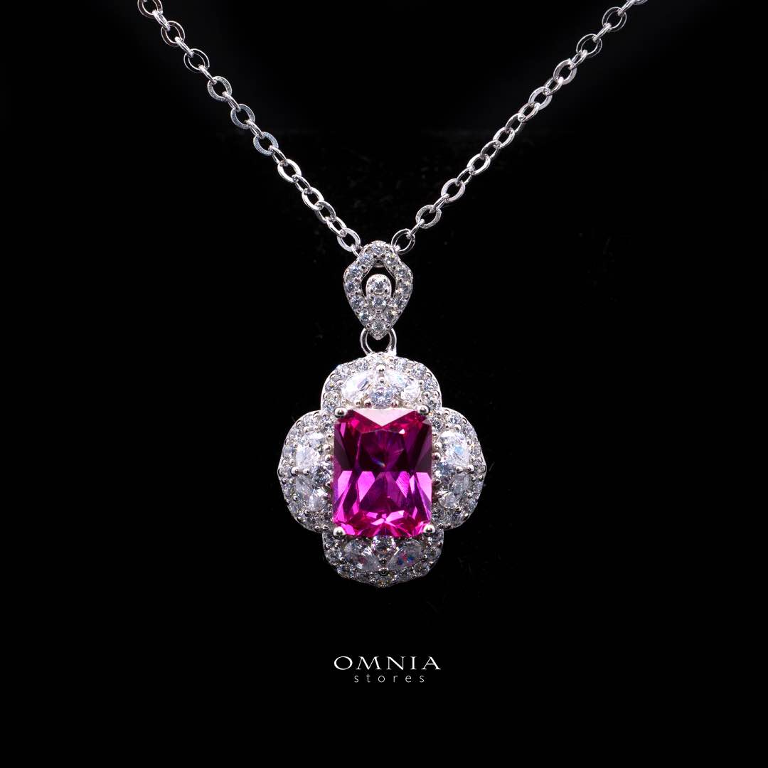 Omnia Raeya Purple Silver Pendant Necklace in 925 Silver with High Quality Simulated Diamonds - OMNIASTORES KSA