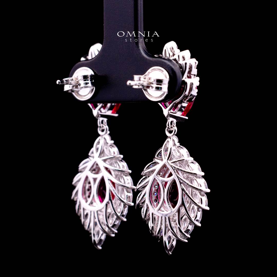 Carolina Lab-Grown Red Ruby Earrings with GRC Certificate, Pear 6×9mm in 925 Sterling Silver - OMNIASTORES KSA