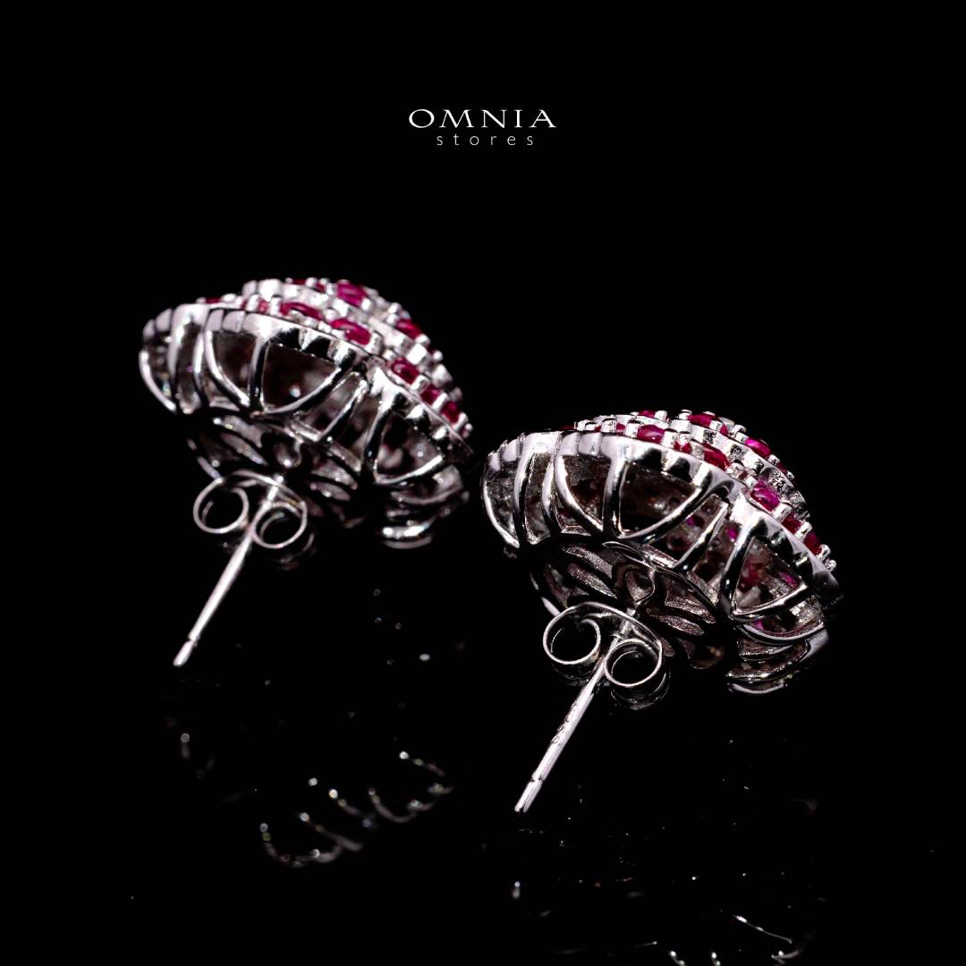 Omnia Ghaida Rose Cluster Stud Earrings – 92.5 Sterling Silver | Simulated Diamonds | Elegant Silver Earrings for Women – Floral Sparkle & Hypoallergenic Beauty - OMNIASTORES KSA