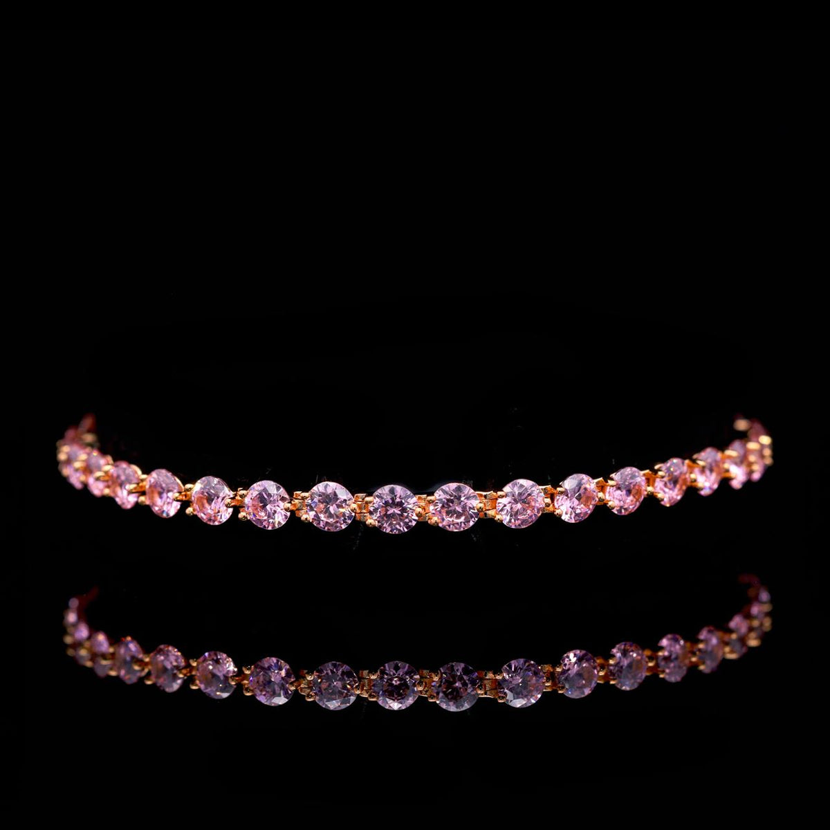 Fatinah Pink Tennis Bracelet with Certificate | High-Quality Simulated Diamonds in 925 Sterling Silver, Rose Gold-Plated