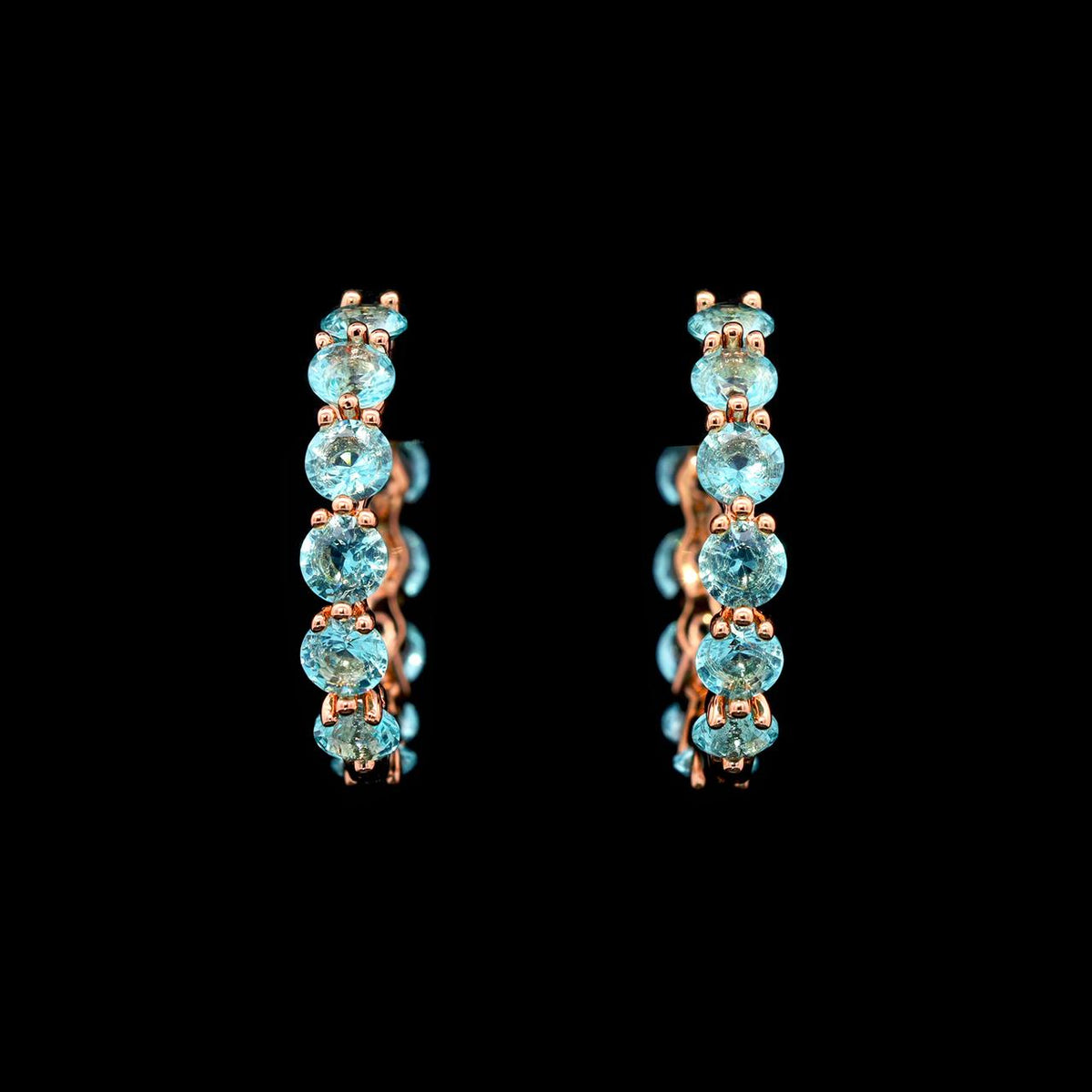 Fatinah Turquoise Premium Rhodium-Plated Alloy Earrings with High-Quality Simulated Diamonds