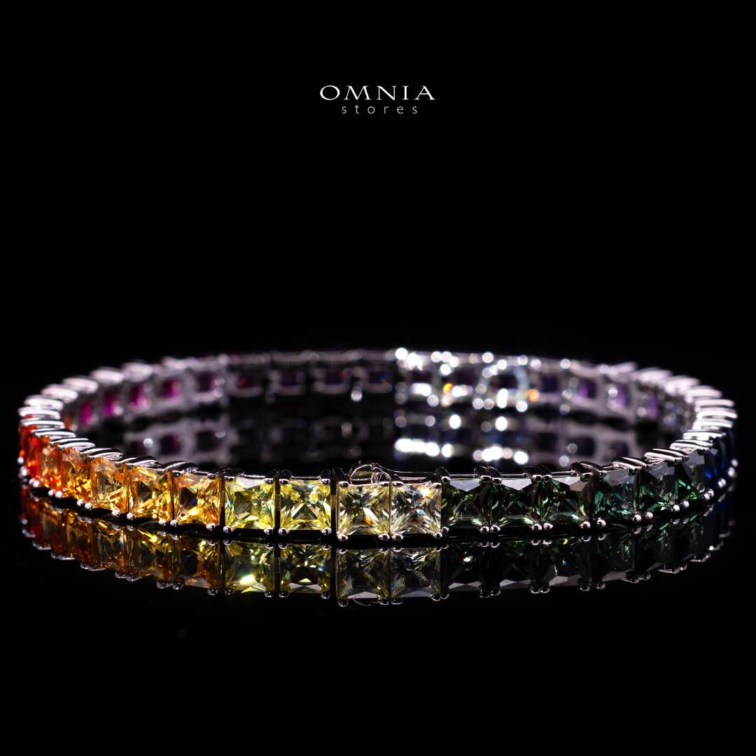 Zaha Lab Grown Sapphire Stone With GRC Certified Tennis Bracelet in 925 Silver Stones SQ 4x4mm - OMNIASTORES KSA