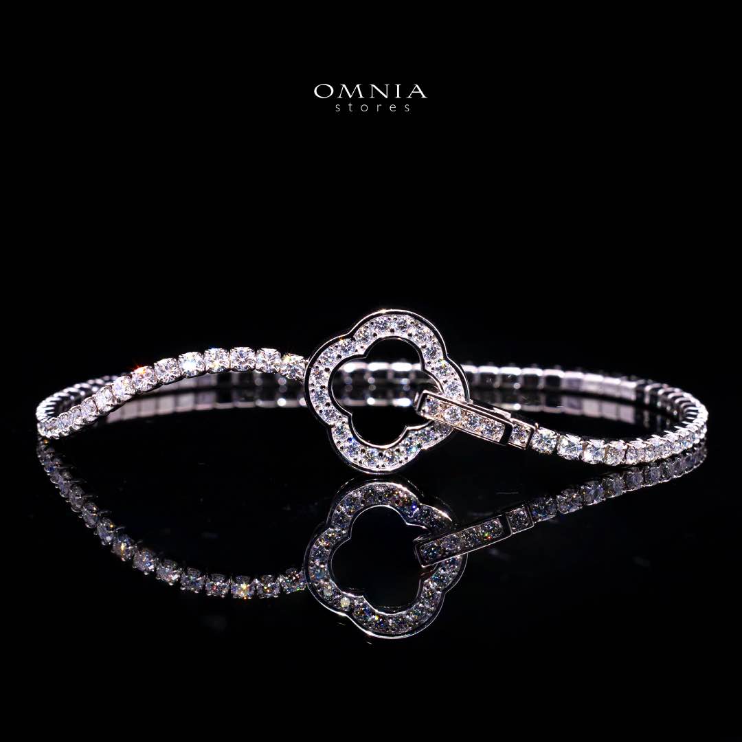 Omnia Emma White Silver Bracelet in 925 Silver with High-Quality Moissanite Stones - OMNIASTORES KSA