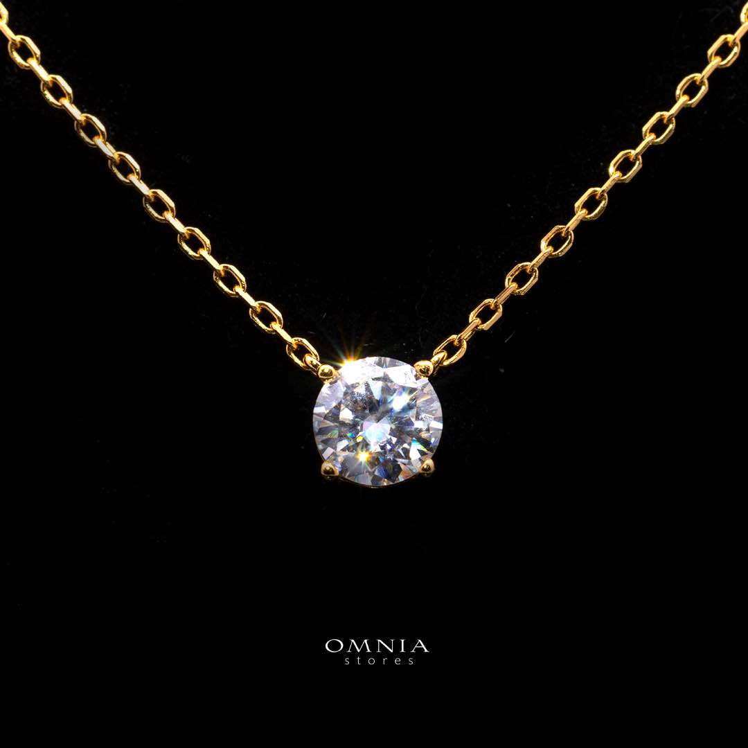 Emira Gold White Moissanite Stone PEndant Necklace With GRA Certified High Quality in 925 Silver 6.5mm 1Ct - OMNIASTORES KSA
