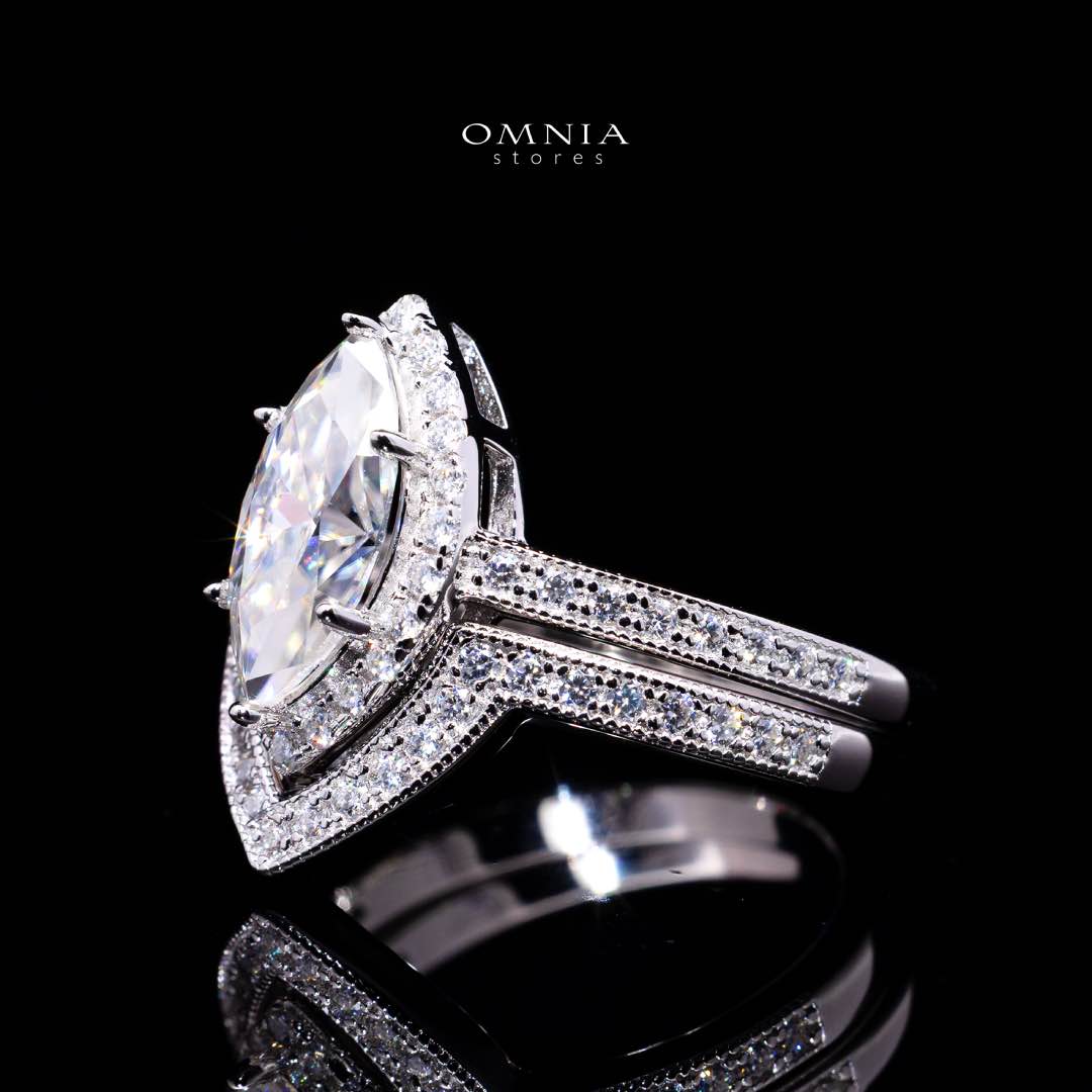 Azmira Royal Design Marquise Moissanite Ring – Certified 925 Sterling Silver GRA Certified - OMNIASTORES KSA