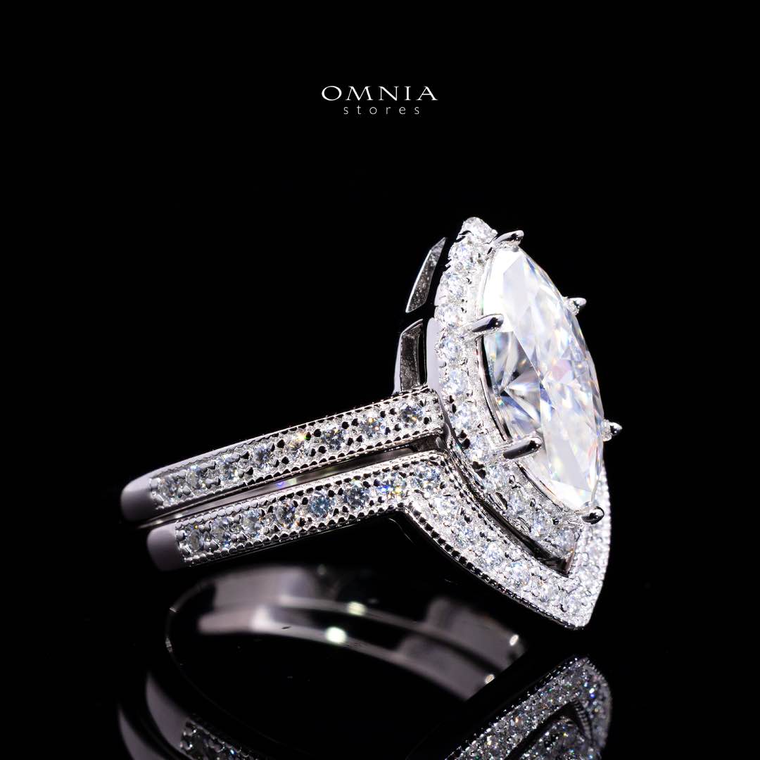 Azmira Royal Design Marquise Moissanite Ring – Certified 925 Sterling Silver GRA Certified - OMNIASTORES KSA