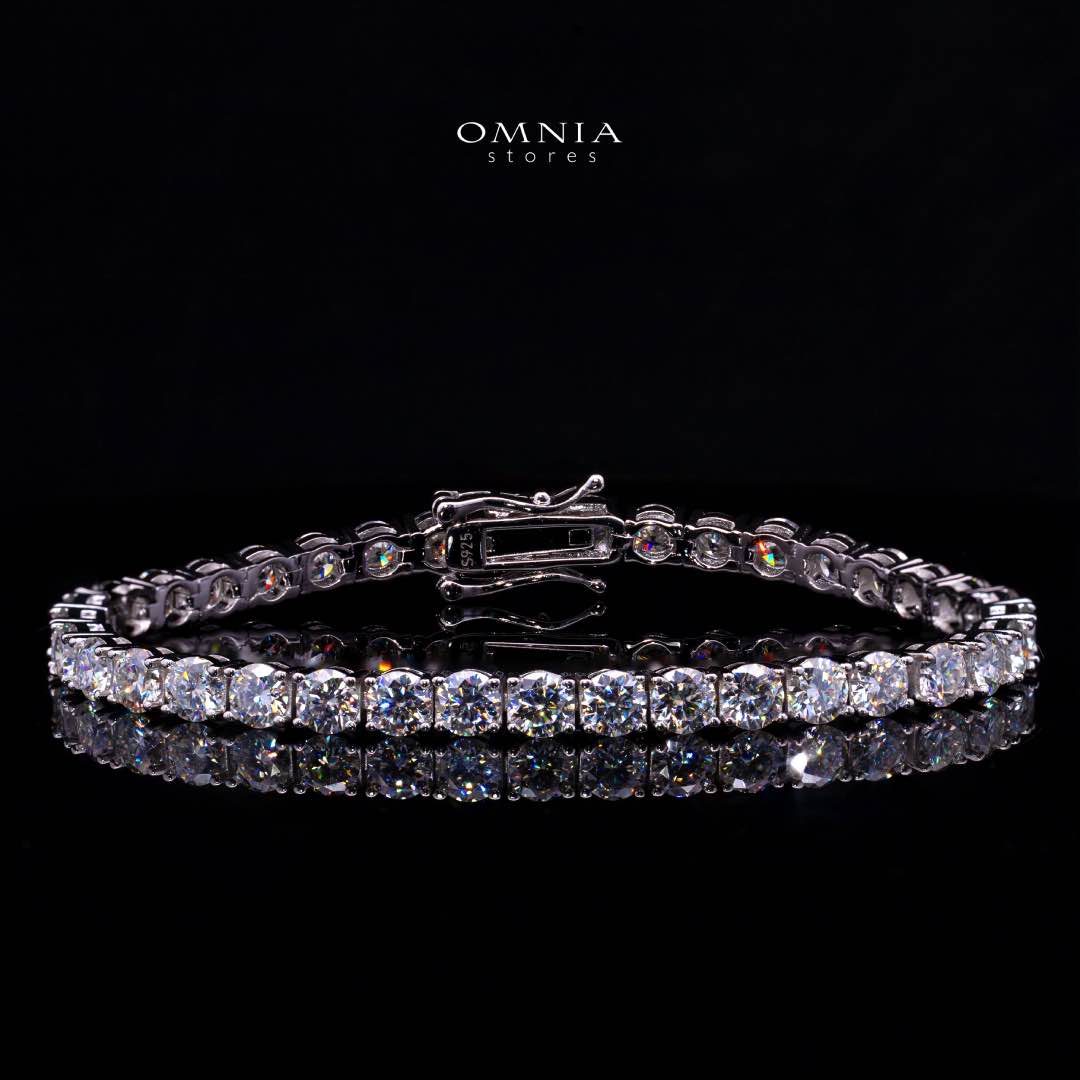 Jenievel White 4mm Tennis Bracelet with High-Quality Premium Moissanite, GRA Certificate, and Rhodium Plating in 925 Sterling Silver
