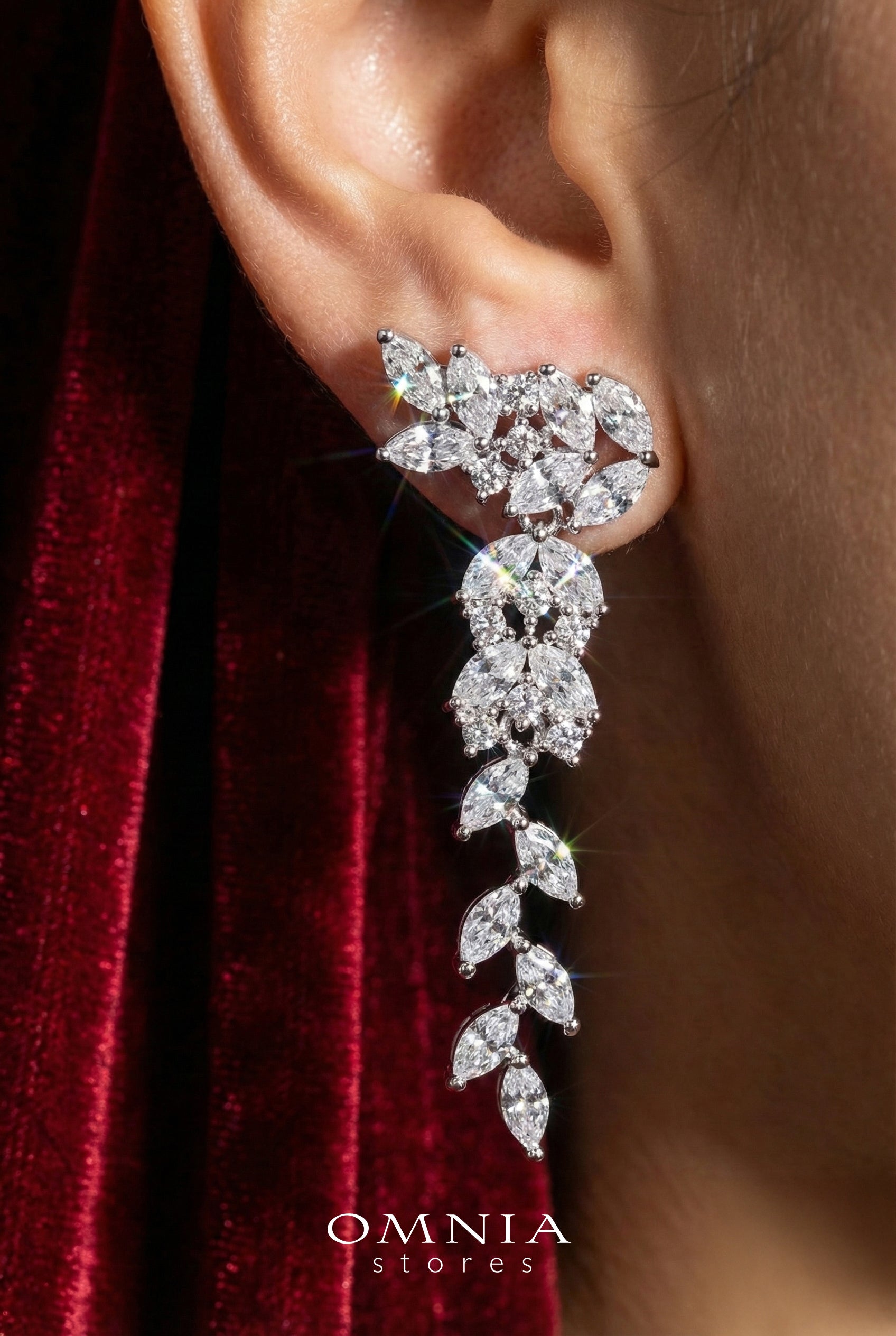 Omnia Nidaa White Bridal Full Set Accessories in High Quality Zircon Stone Rhodium Plated - OMNIASTORES KSA