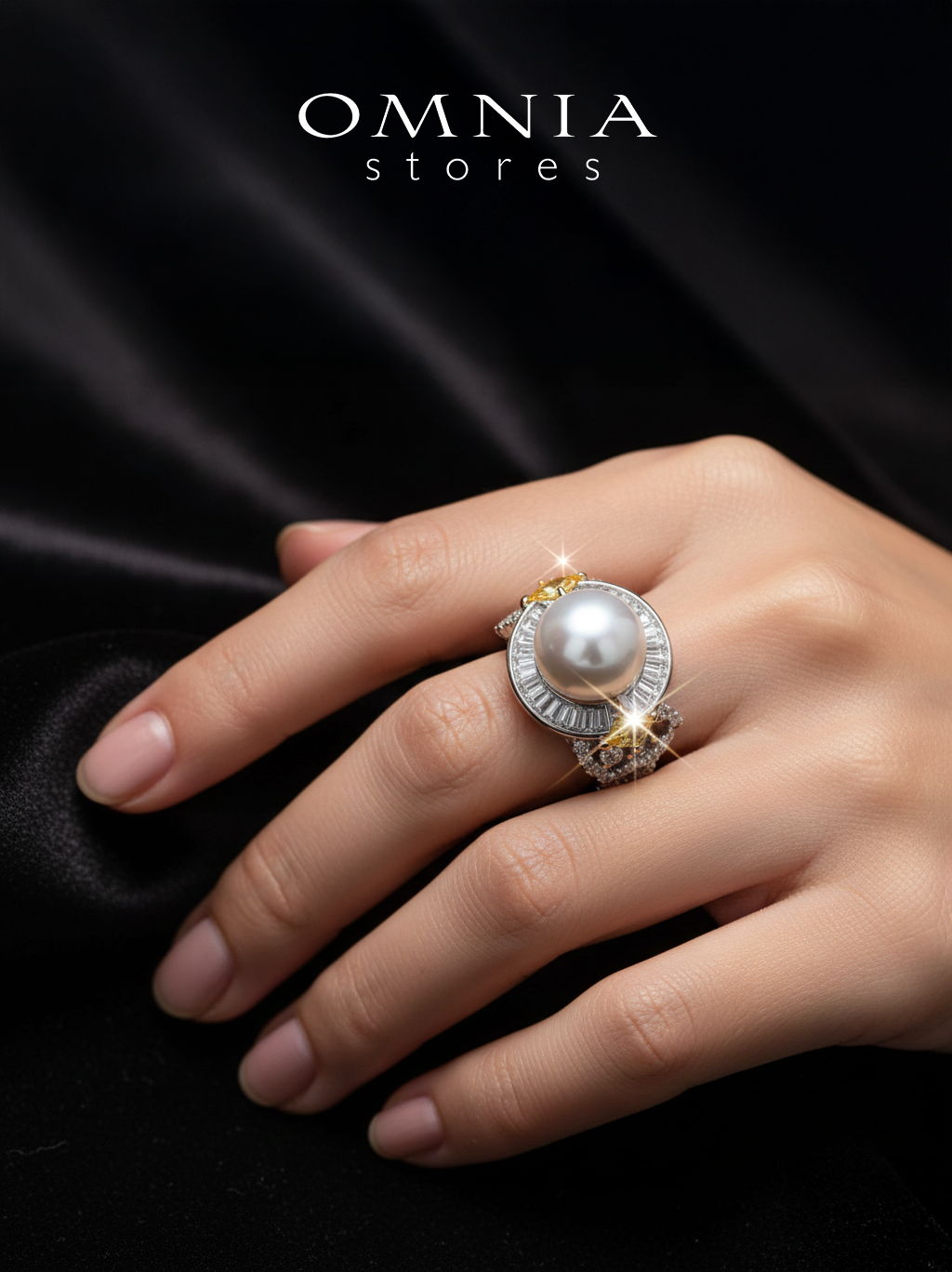 Omnia Roya Ring 925 Silver in High Quality Simulated Diamonds