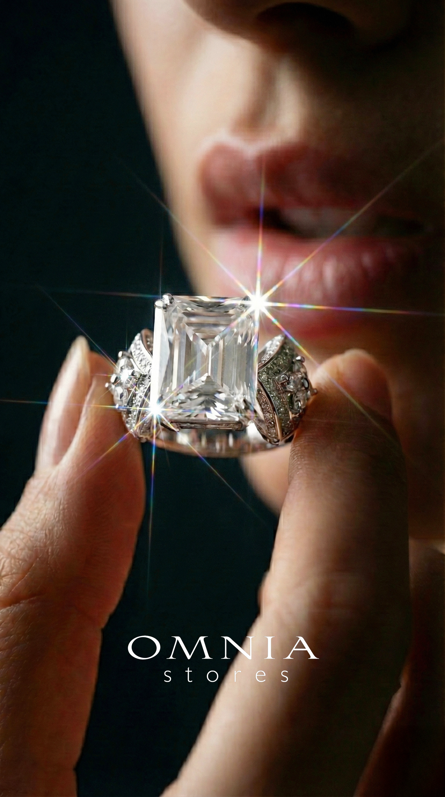 Omnia Asma Cushion Cut Radiant White Ring in 92.5 Silver with High Quality Simulated Diamonds - OMNIASTORES KSA