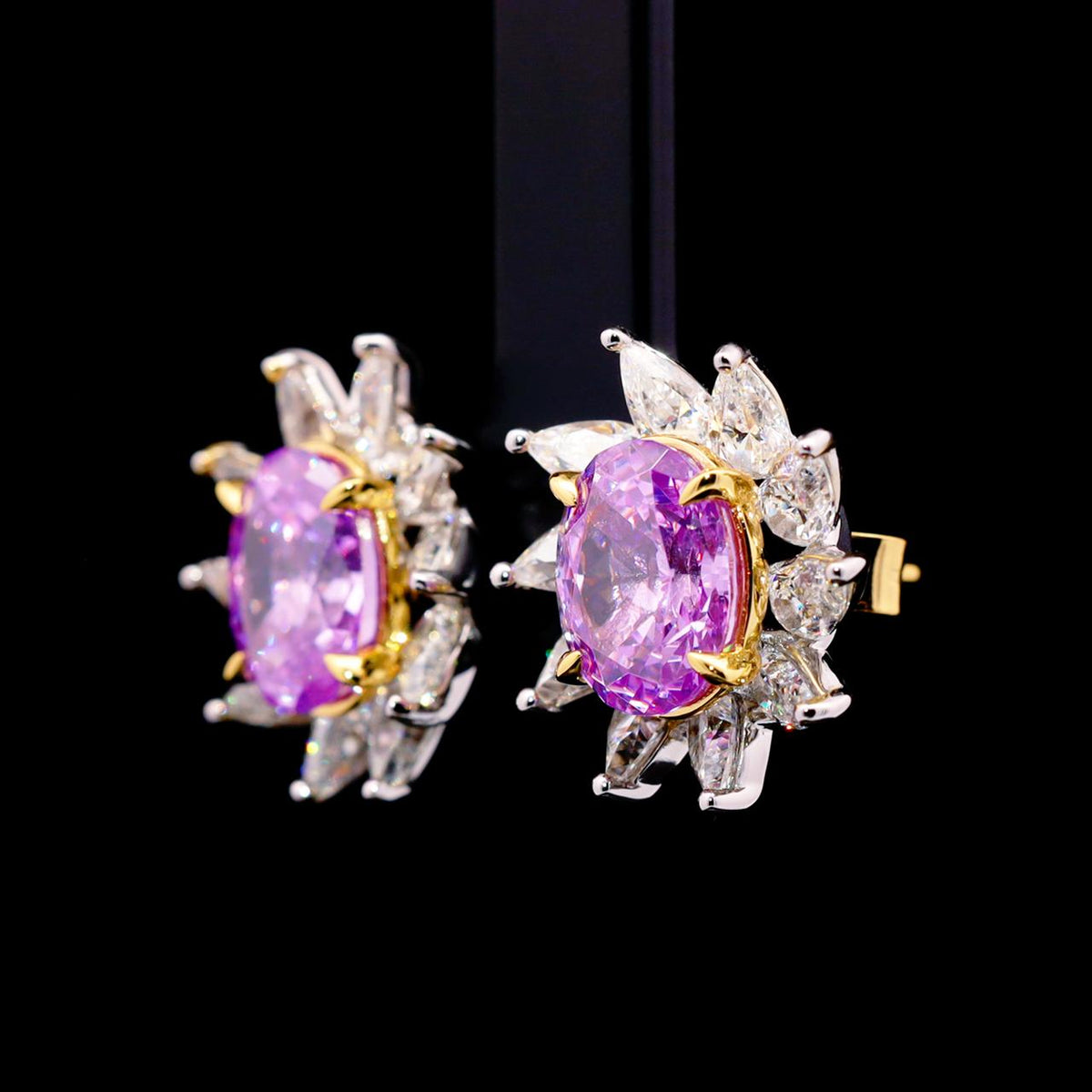 Hayat Purple Earrings with Certificate | Simulated Diamonds in 925 Sterling Silver side