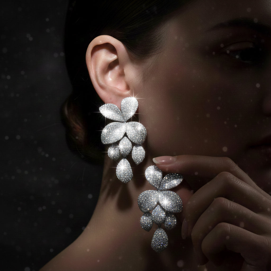 Omnia Dayana Earrings in 92.5 Silver In High Quality Simulated diamonds - OMNIASTORES KSA