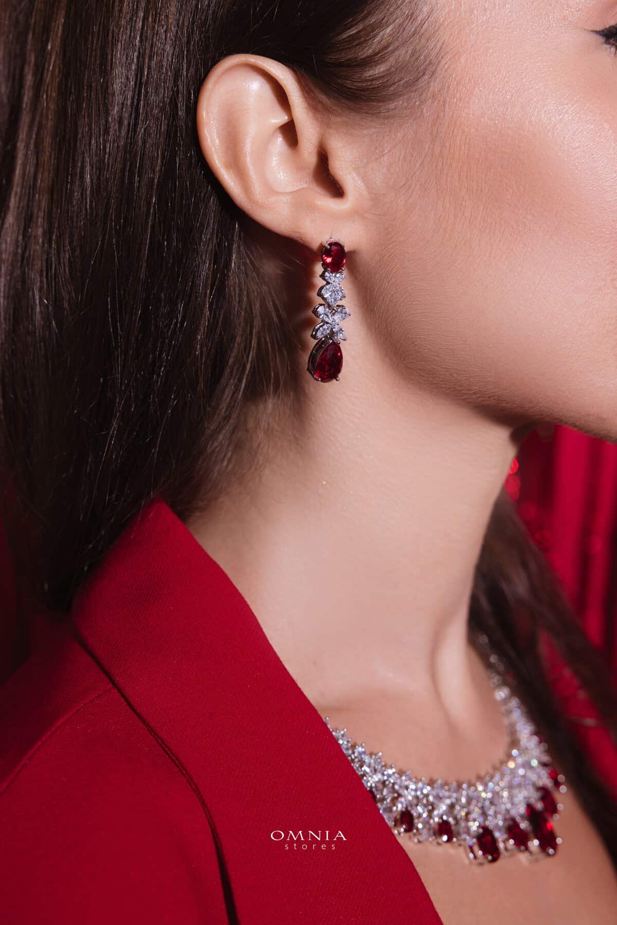 Omnia Suhana Red Bridal Full Set in High Quality Simulated Diamonds - OMNIASTORES UAE