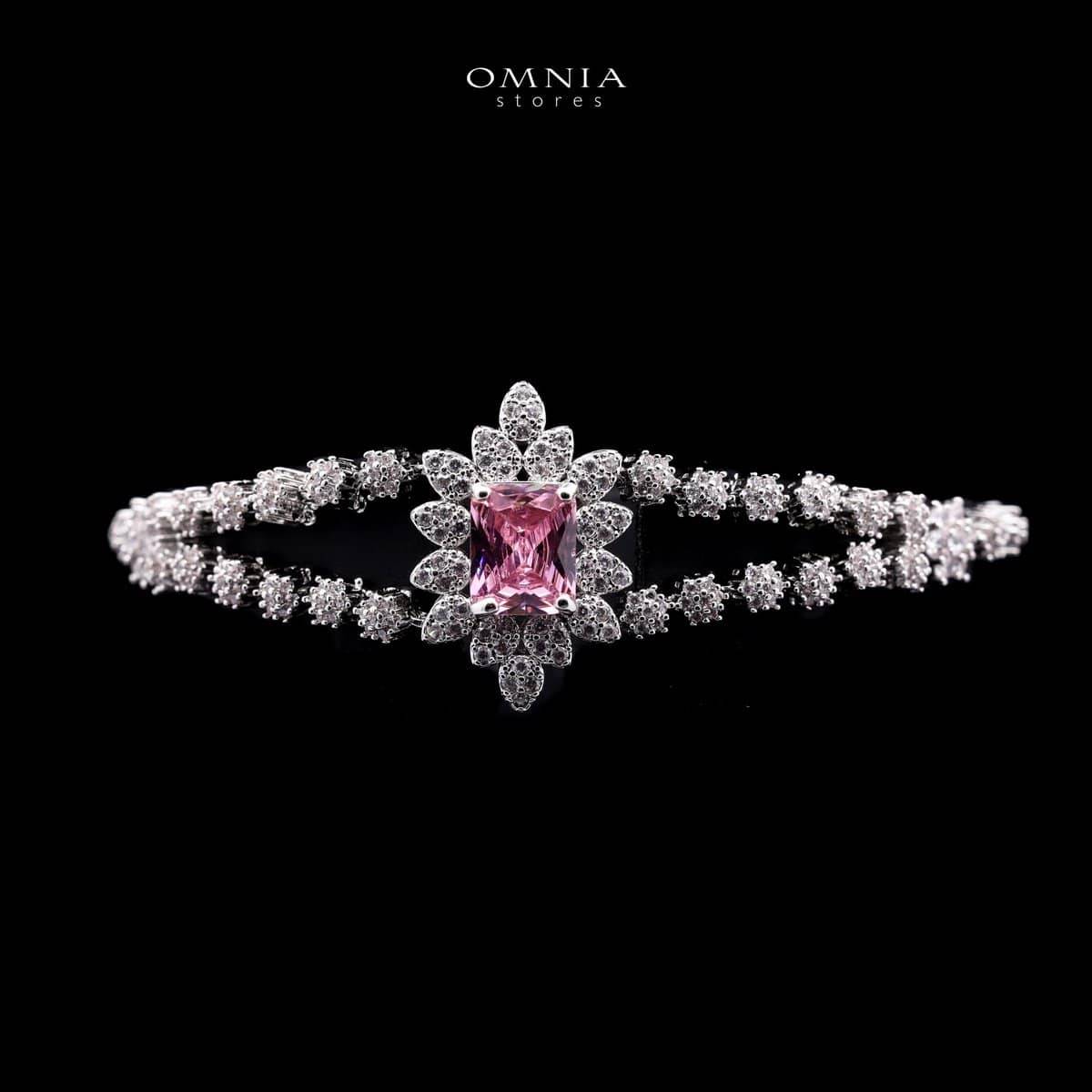 Omnia Blair Pink Bridal Full Set in High Quality Simulated Diamonds Premium Rhodium Plated - OMNIASTORES UAE