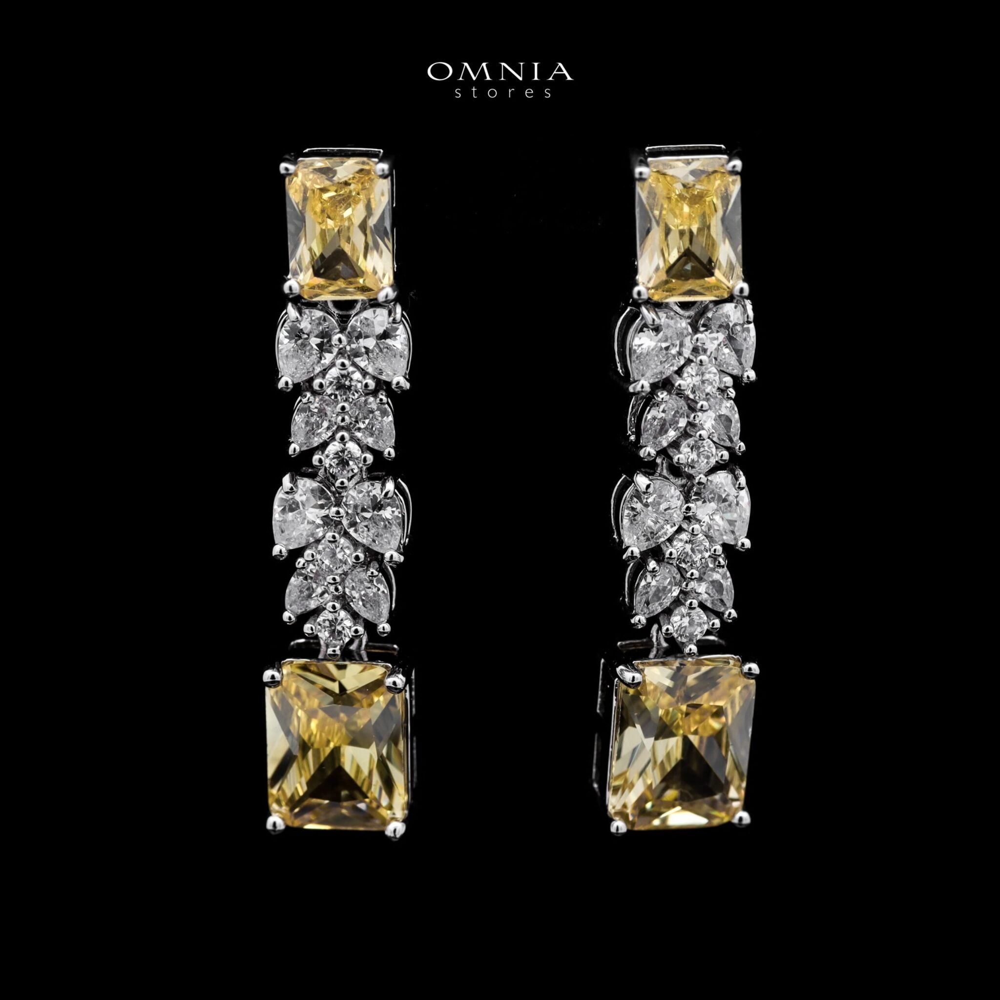 Omnia Amelia Yellow Bridal Full Set with Radiant and Pear-Cut High-Quality Simulated Diamonds in High-Quality Rhodium Plating - OMNIASTORES KSA