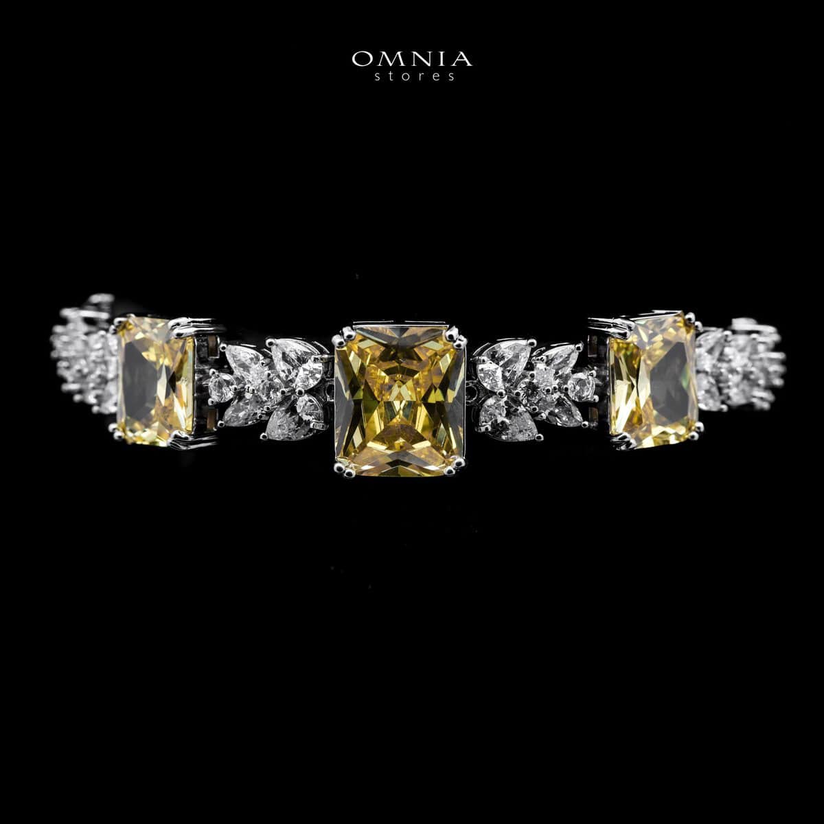 Omnia Amelia Yellow Bridal Full Set with Radiant and Pear-Cut High-Quality Simulated Diamonds - OMNIASTORES UAE