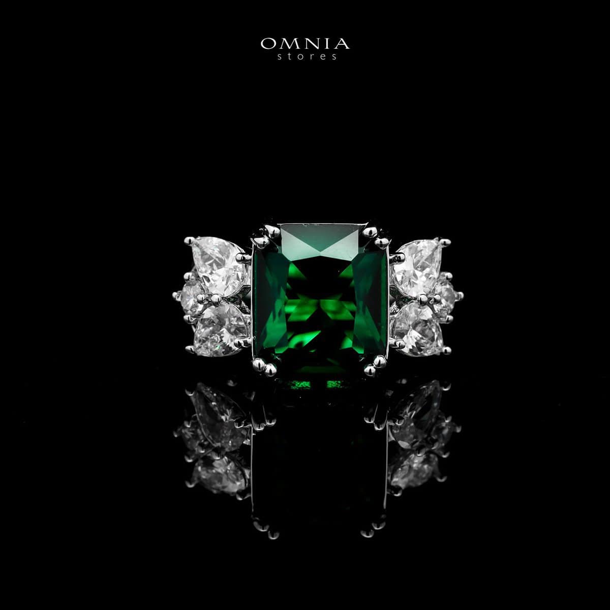 Omnia Amelia Green Bridal Full Set with Radiant and Pear-Cut High-Quality Simulated Diamonds - OMNIASTORES UAE