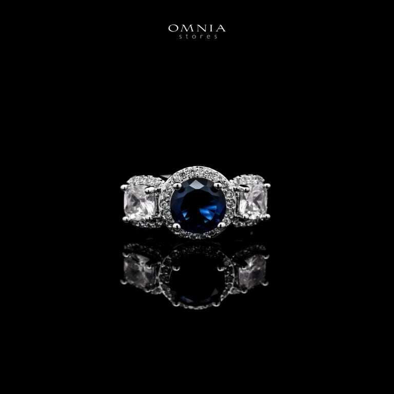 Omnia Lilian Blue Bridal Full Set in High Quality Simulated Diamonds Rhodium Plated - OMNIASTORES KSA