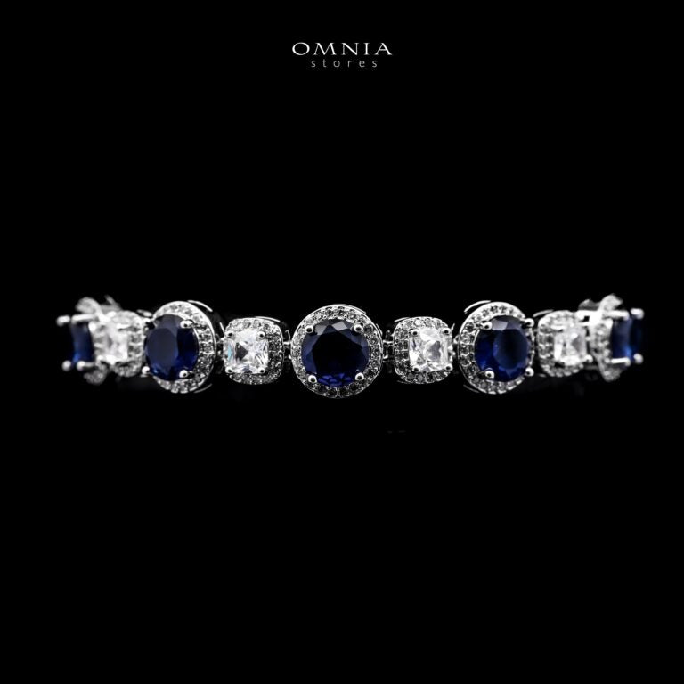 Omnia Lilian Blue Bridal Full Set in High Quality Simulated Diamonds Rhodium Plated - OMNIASTORES KSA