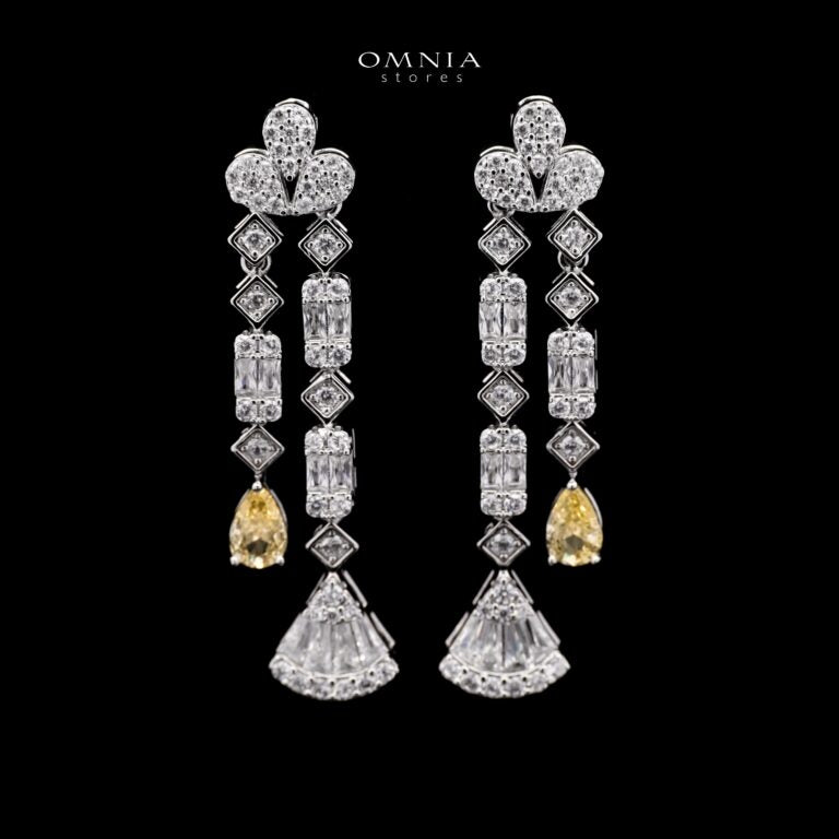 Omnia Marwa Yellow Bridal Full Set in High Quality Zircon Stone Rhodium Plated - OMNIASTORES KSA