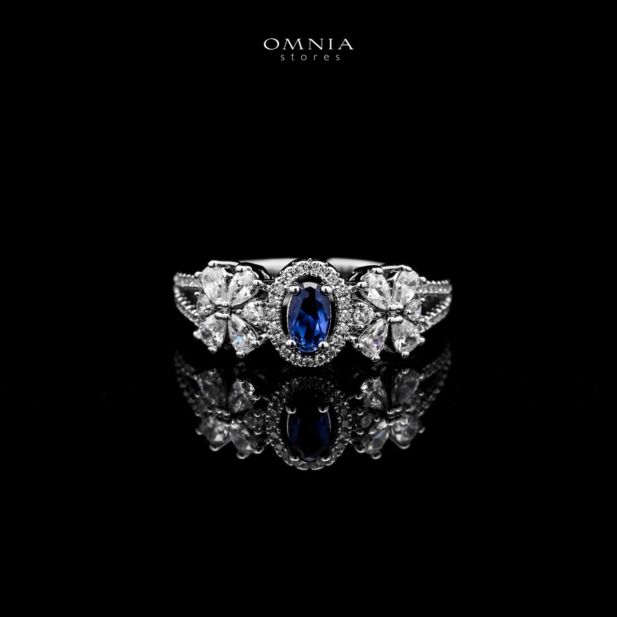 Omnia Mira Blue Bridal Full Set in High Quality Zircon Stone Rhodium Plated - OMNIASTORES KSA