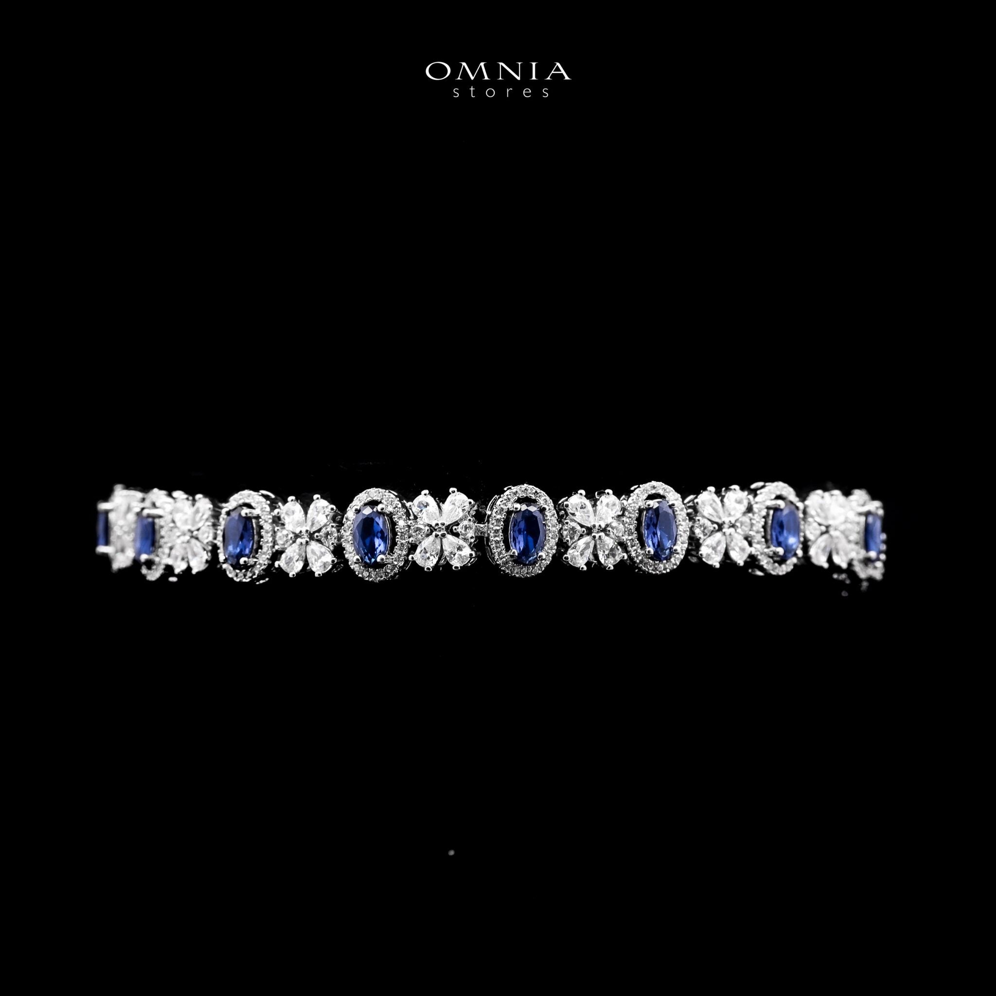 Omnia Mira Blue Bridal Full Set in High Quality Zircon Stone Rhodium Plated - OMNIASTORES KSA