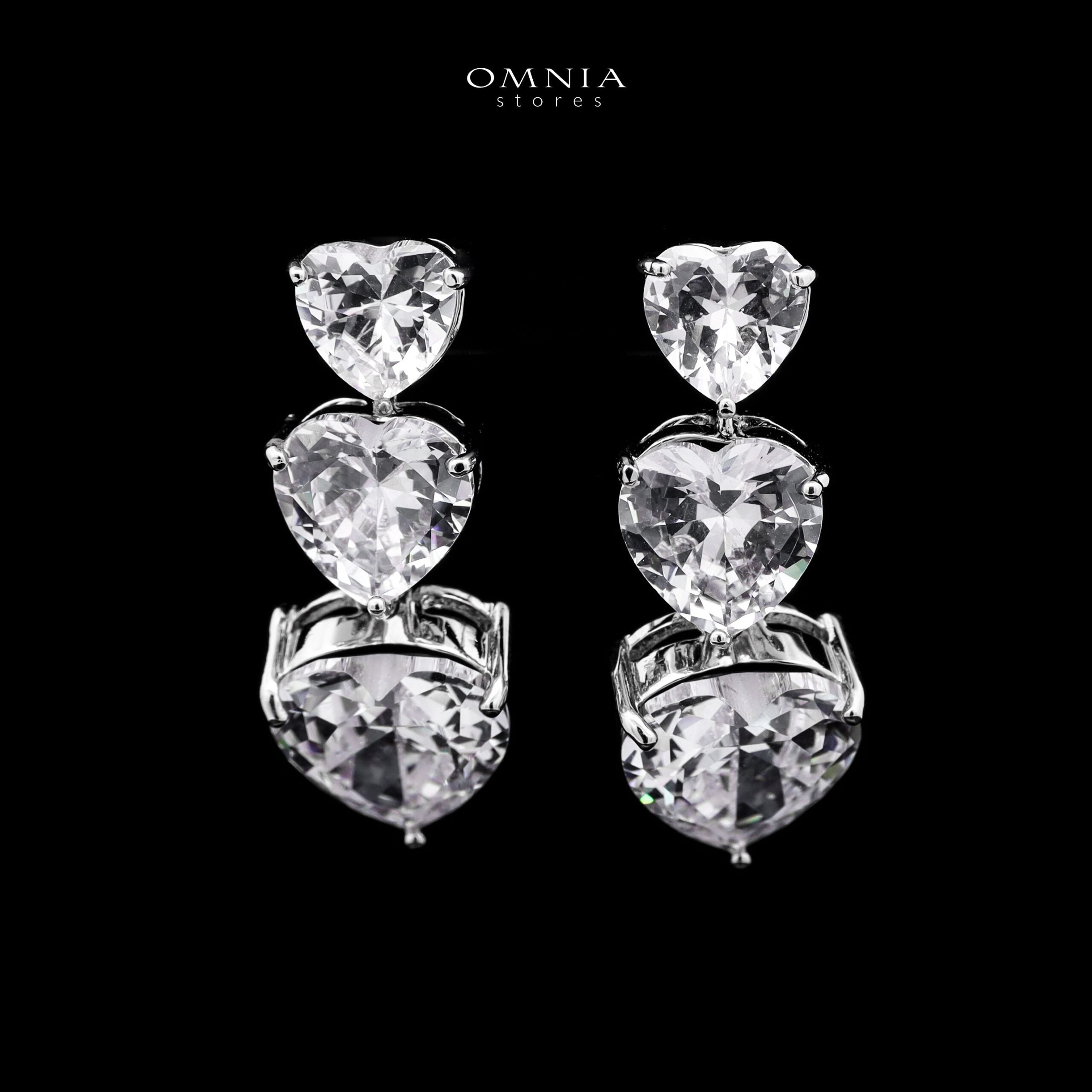 Omnia Donatella White Bridal Full Set with Heart-Cut High-Quality Simulated Diamonds Rhodium Plated - OMNIASTORES KSA