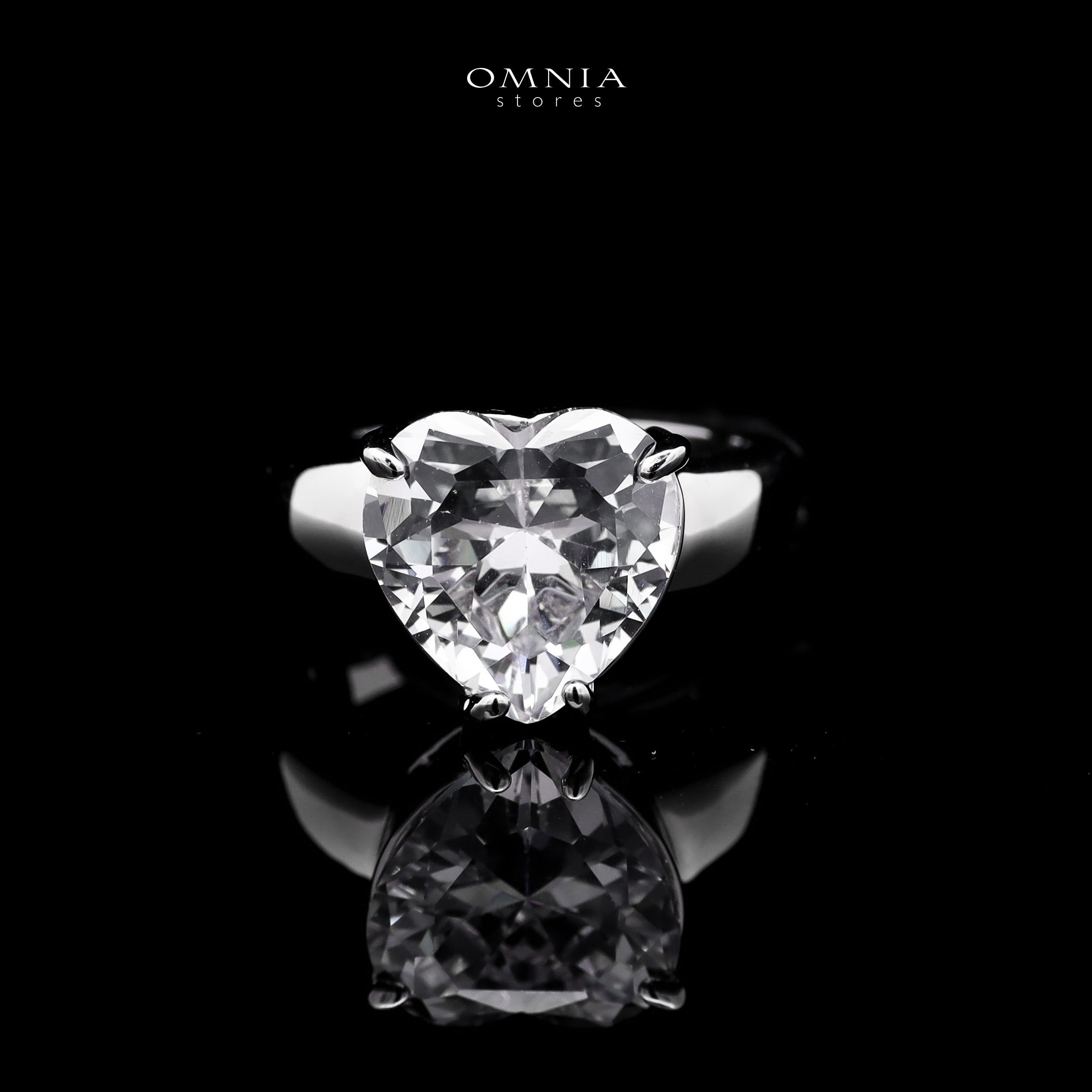 Omnia Donatella White Bridal Full Set with Heart-Cut High-Quality Simulated Diamonds Rhodium Plated - OMNIASTORES KSA